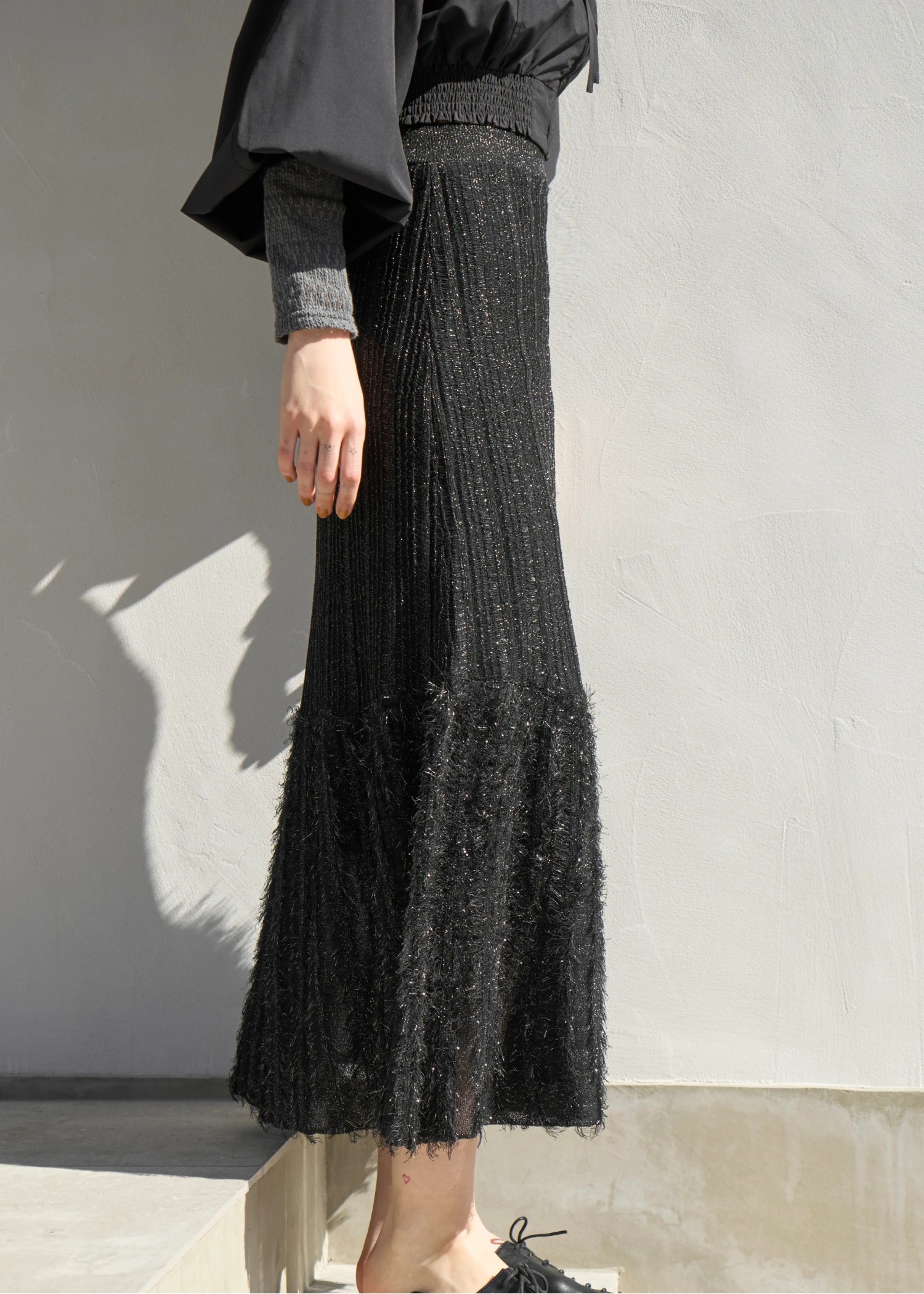 lame fringe switching knit SK