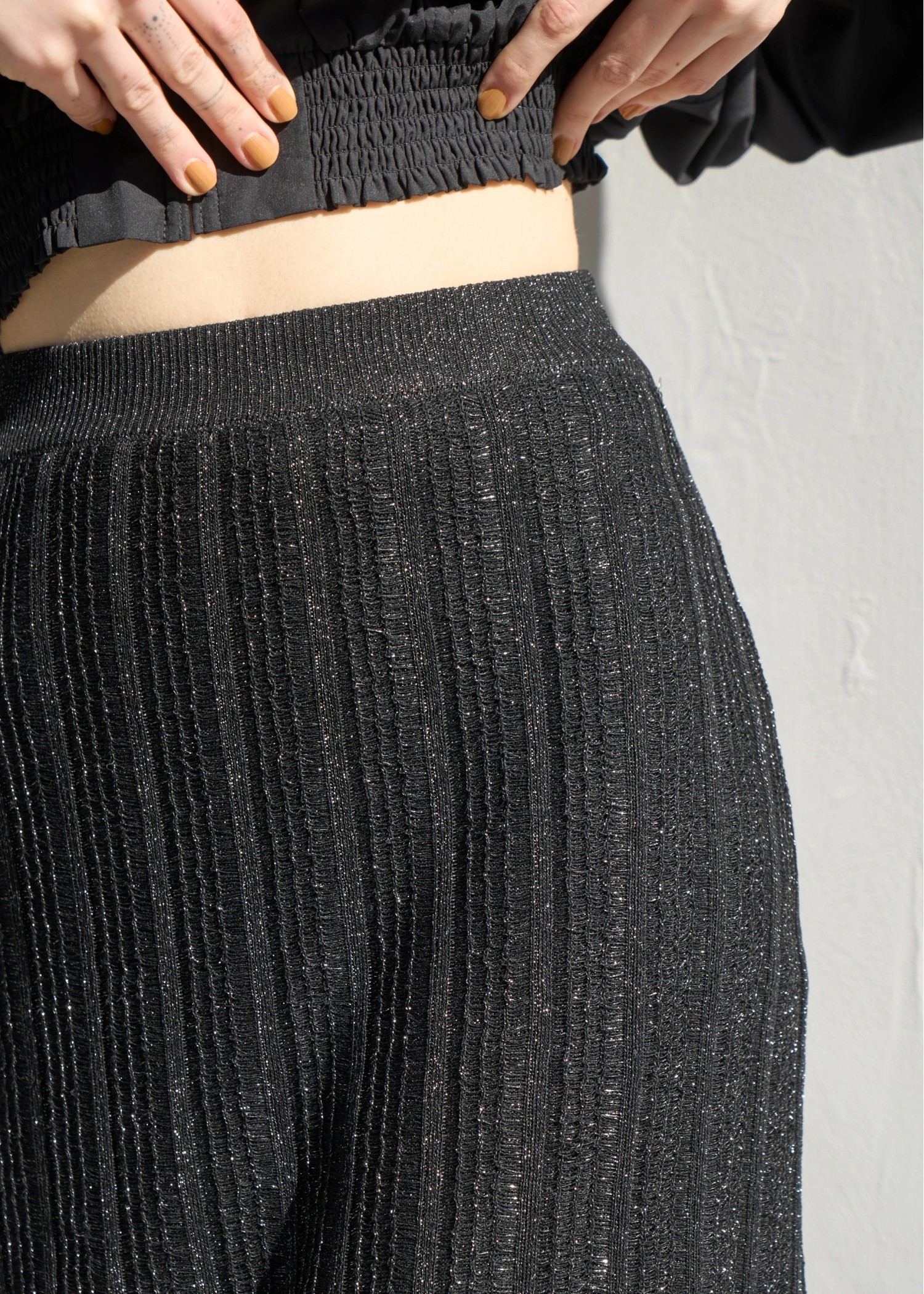 lame fringe switching knit SK