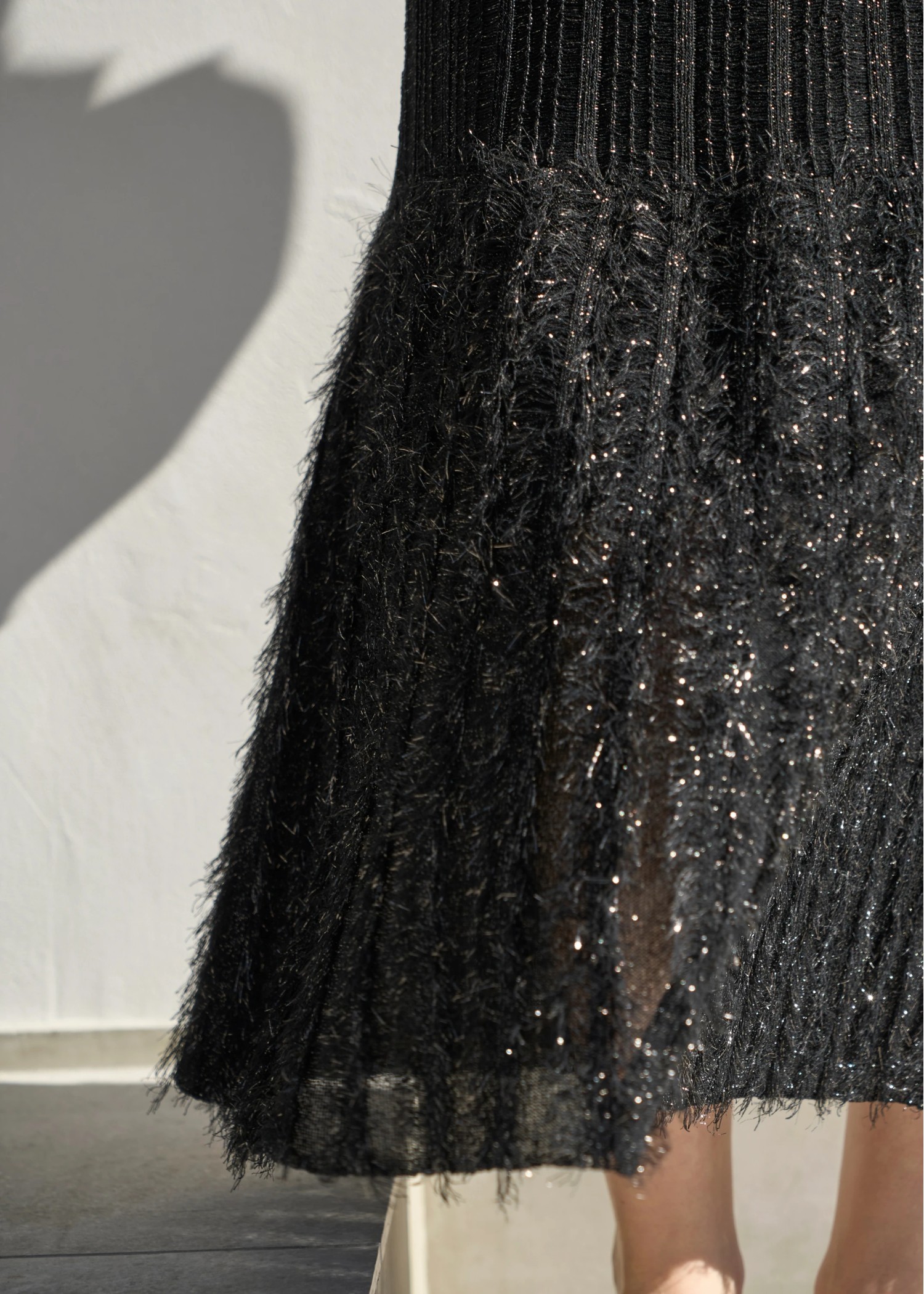 lame fringe switching knit SK