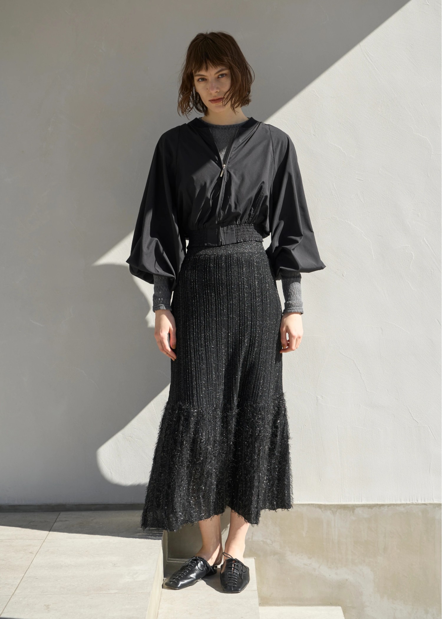 lame fringe switching knit SK