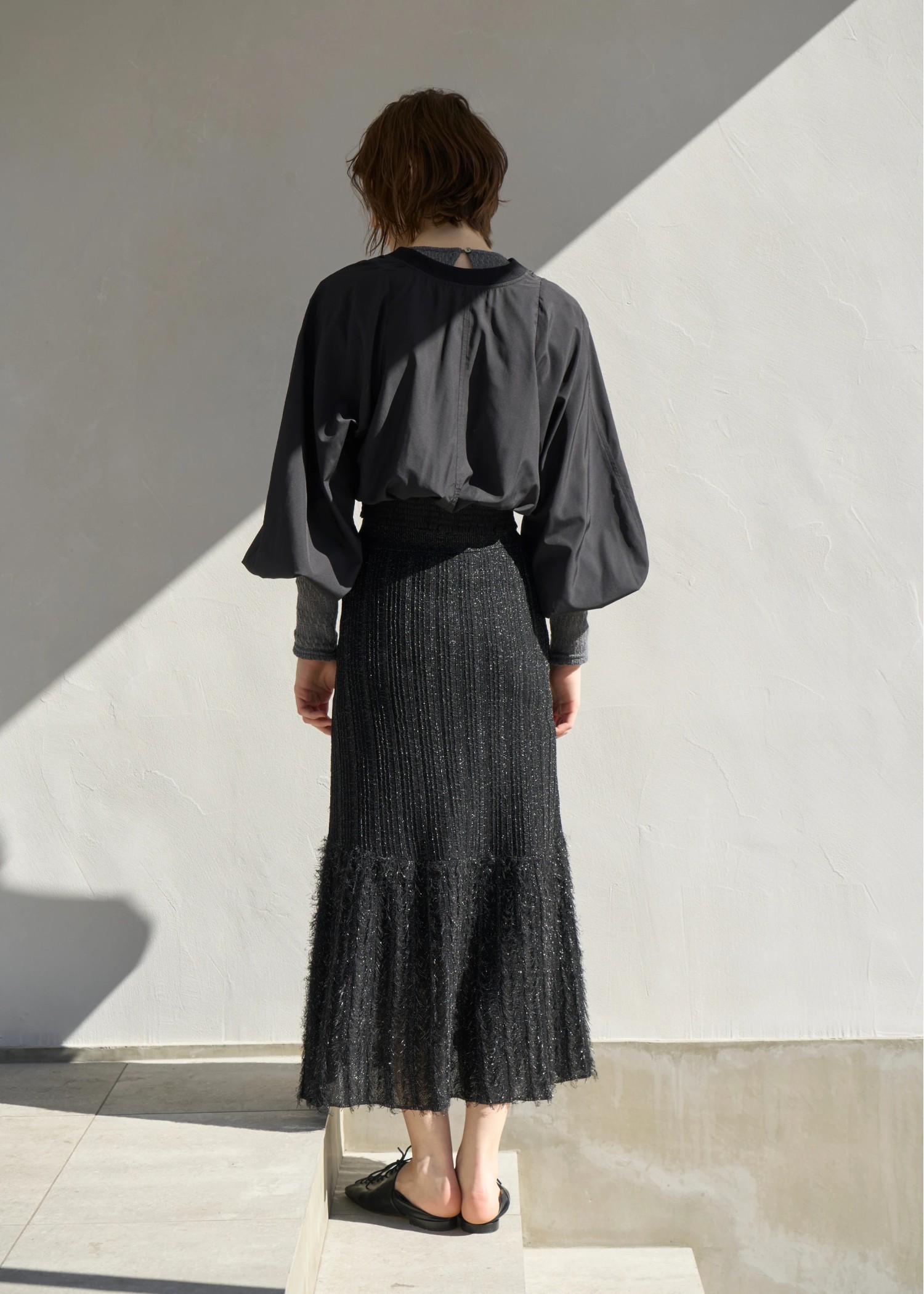 lame fringe switching knit SK