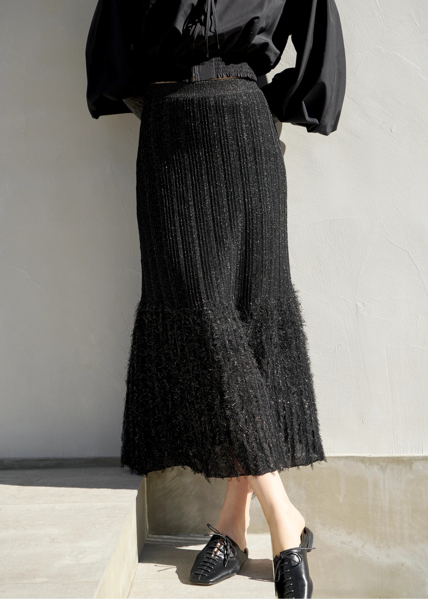 lame fringe switching knit SK