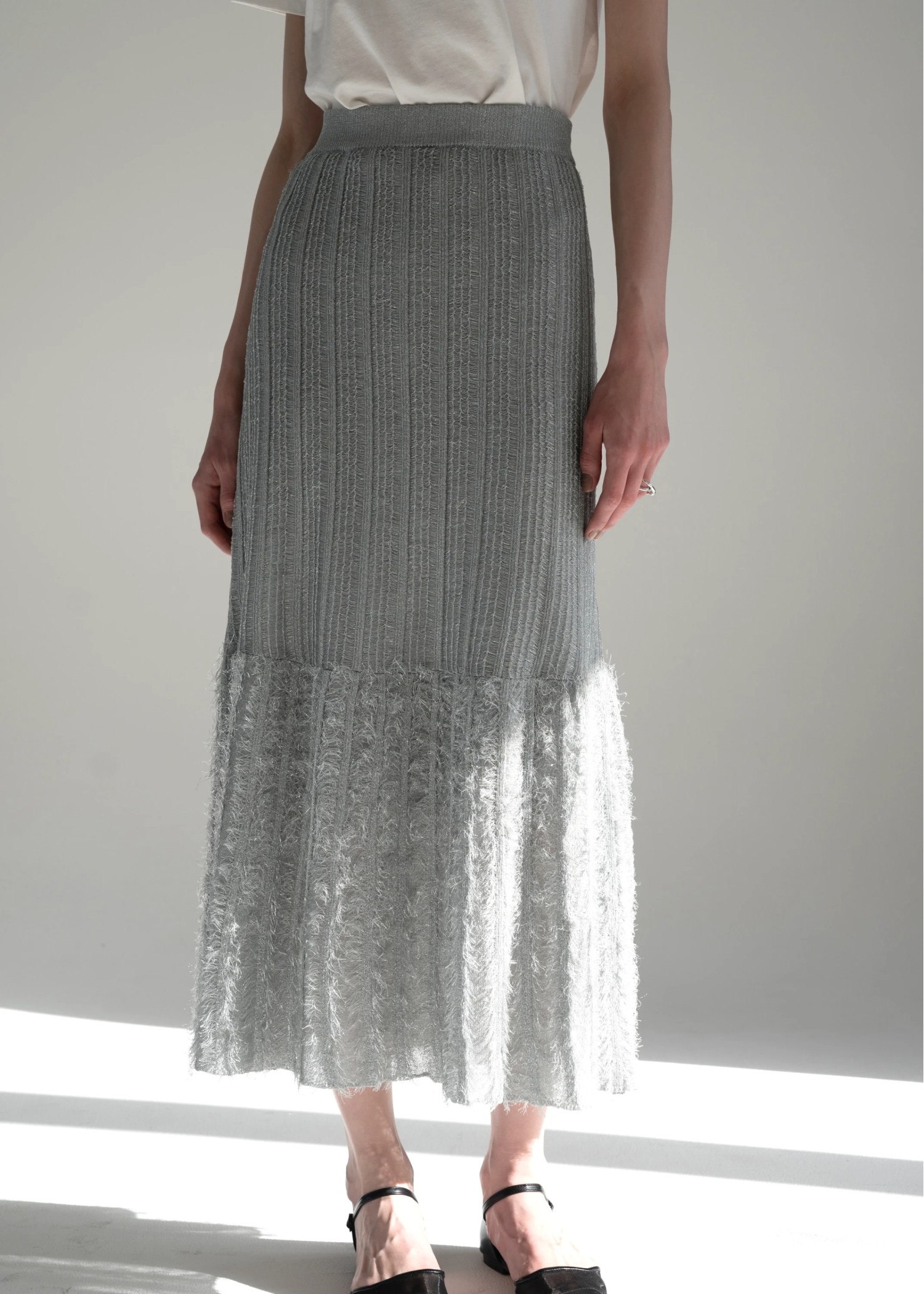 lame fringe switching knit SK