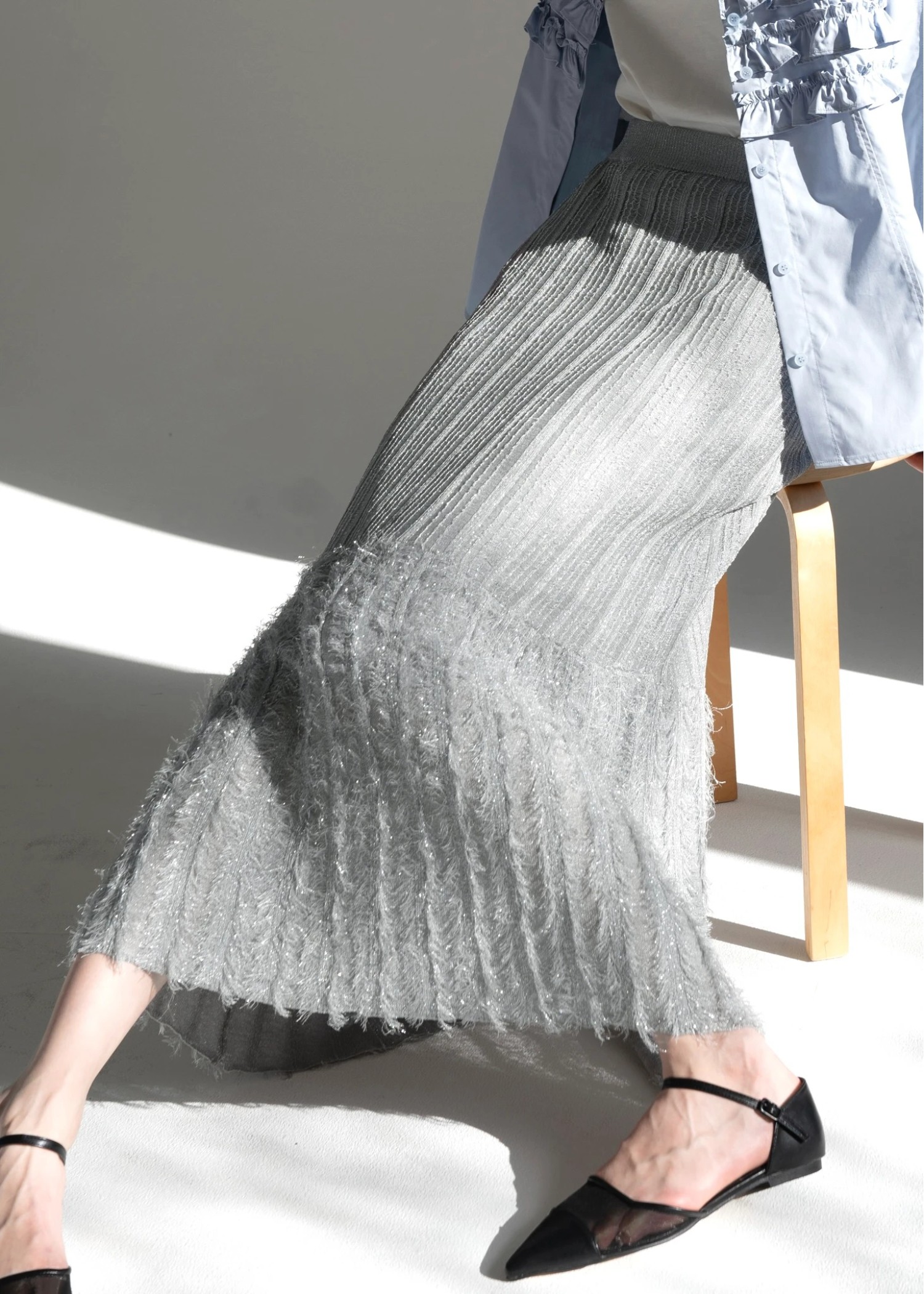 lame fringe switching knit SK