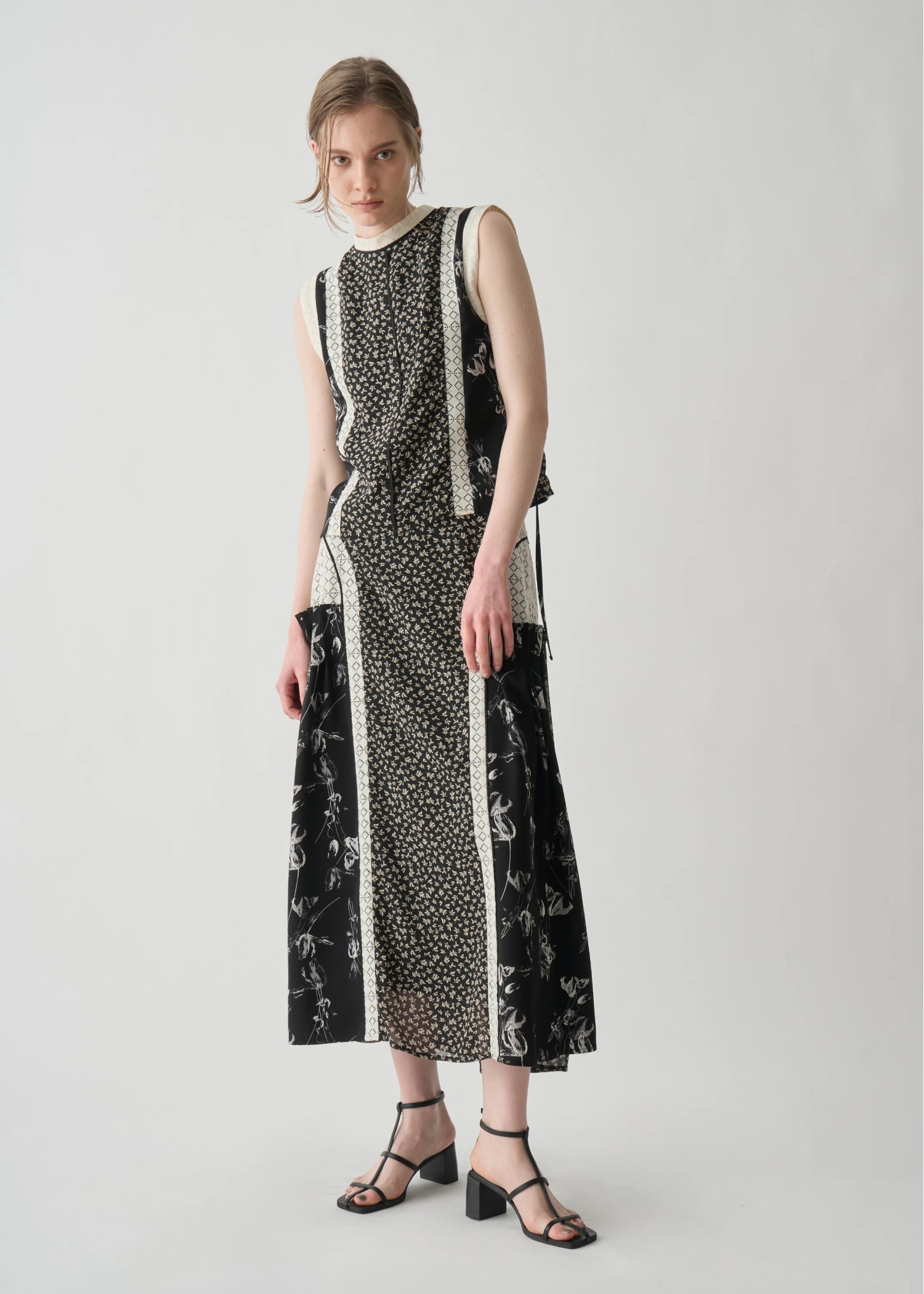 lace patchwork side tuck SK