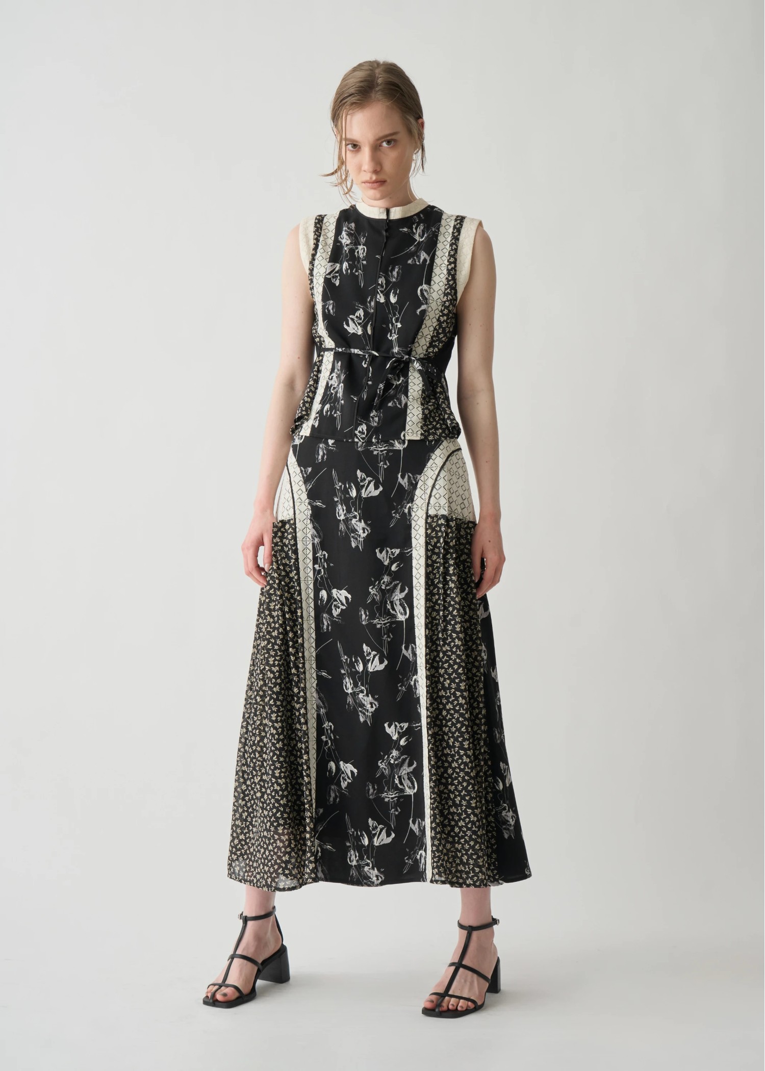 lace patchwork side tuck SK