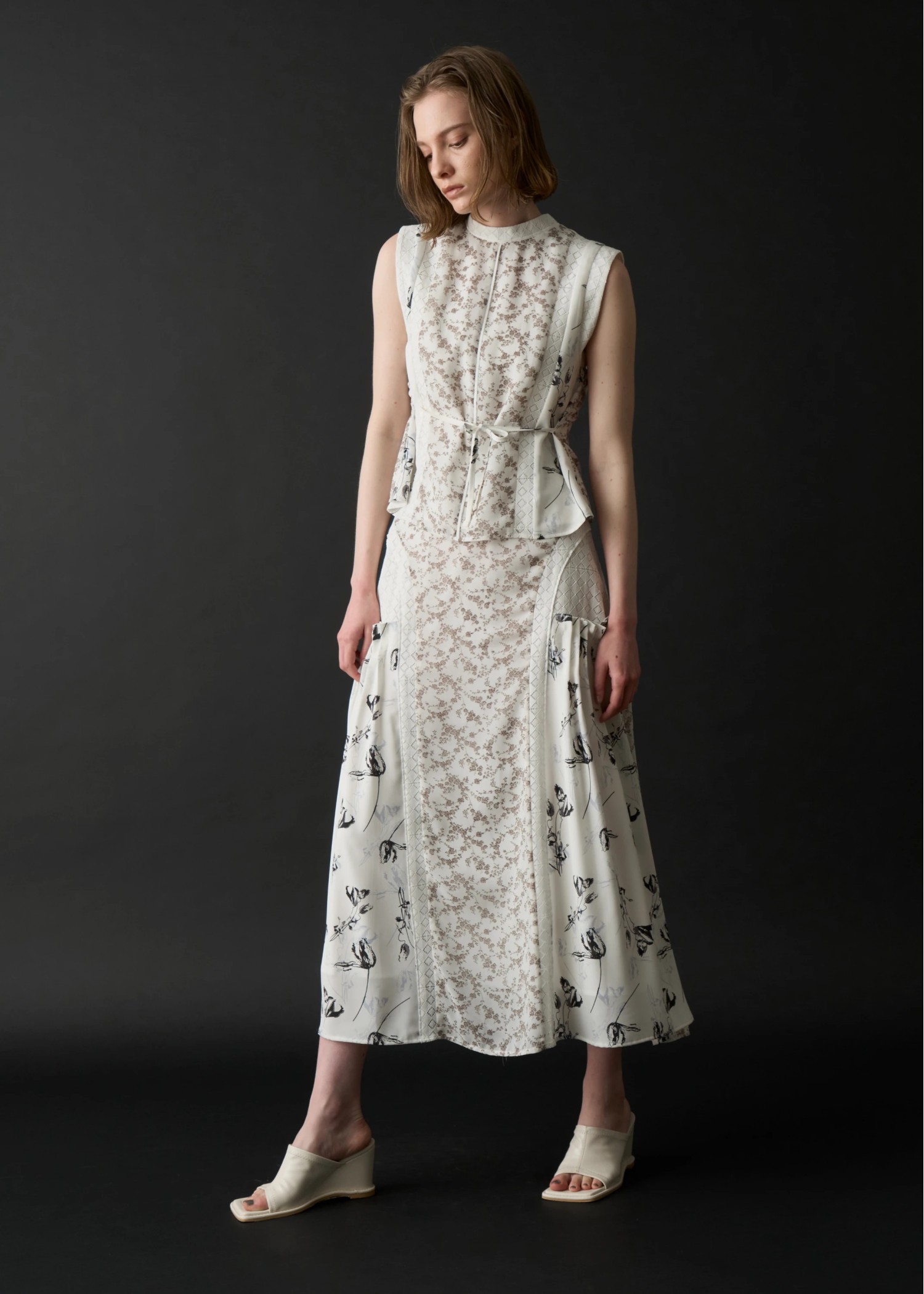 lace patchwork side tuck SK