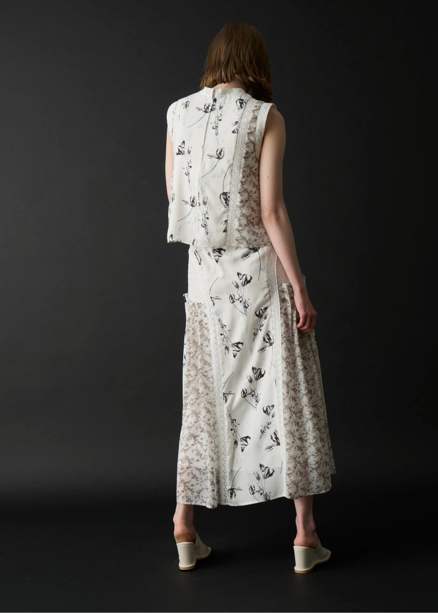 lace patchwork side tuck SK