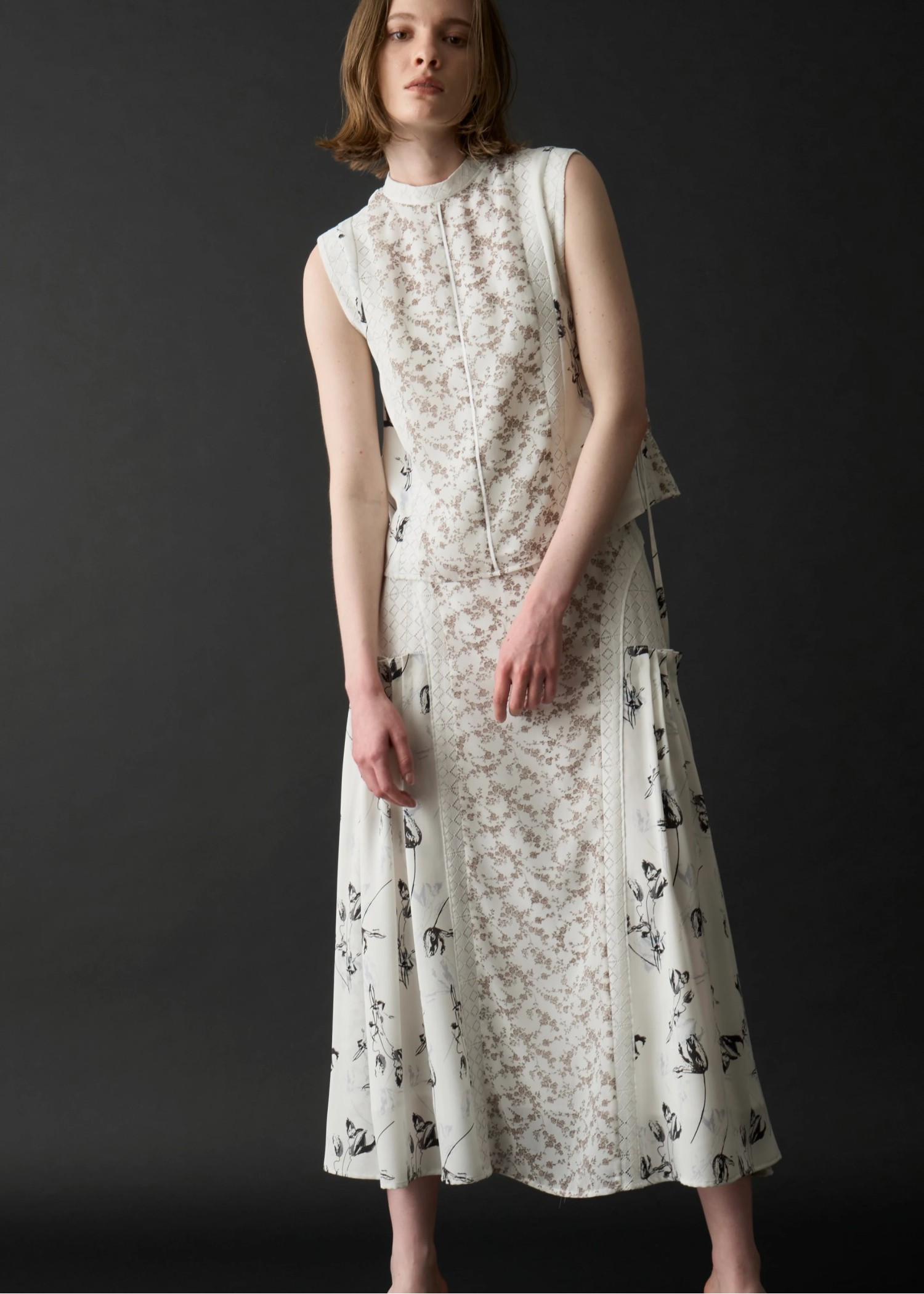 lace patchwork side tuck SK