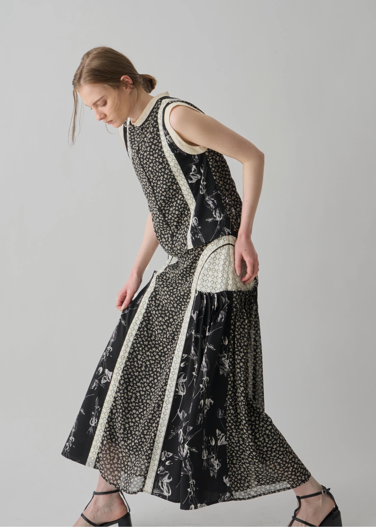 lace patchwork side tuck SK