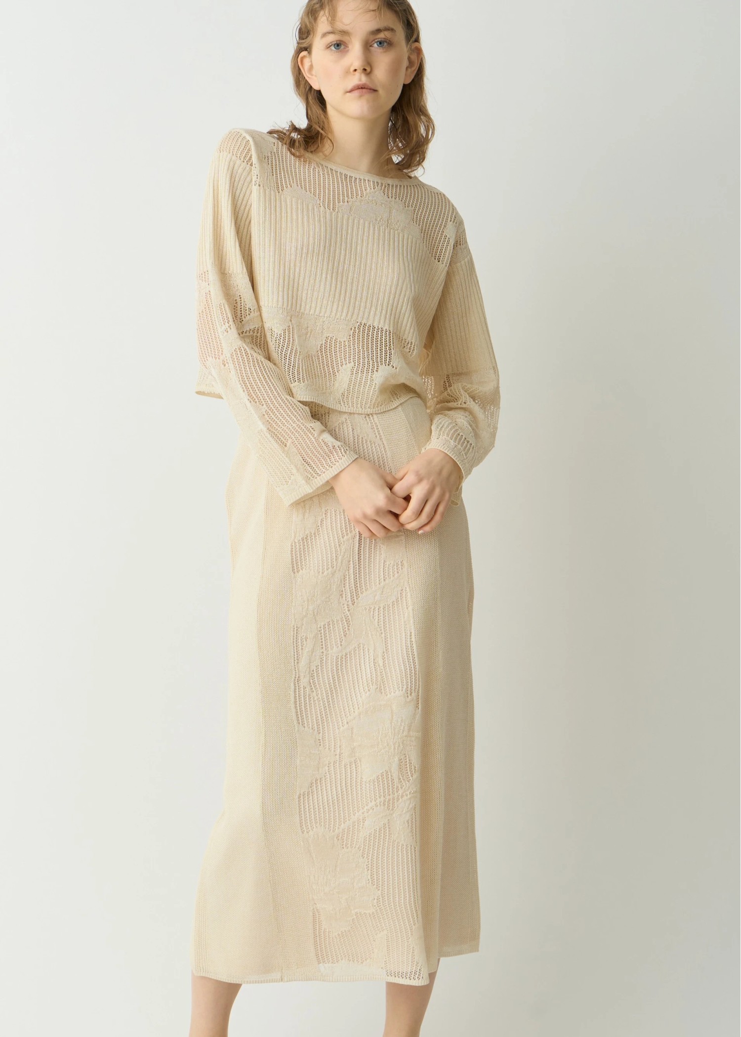 flower mesh flare knit SK