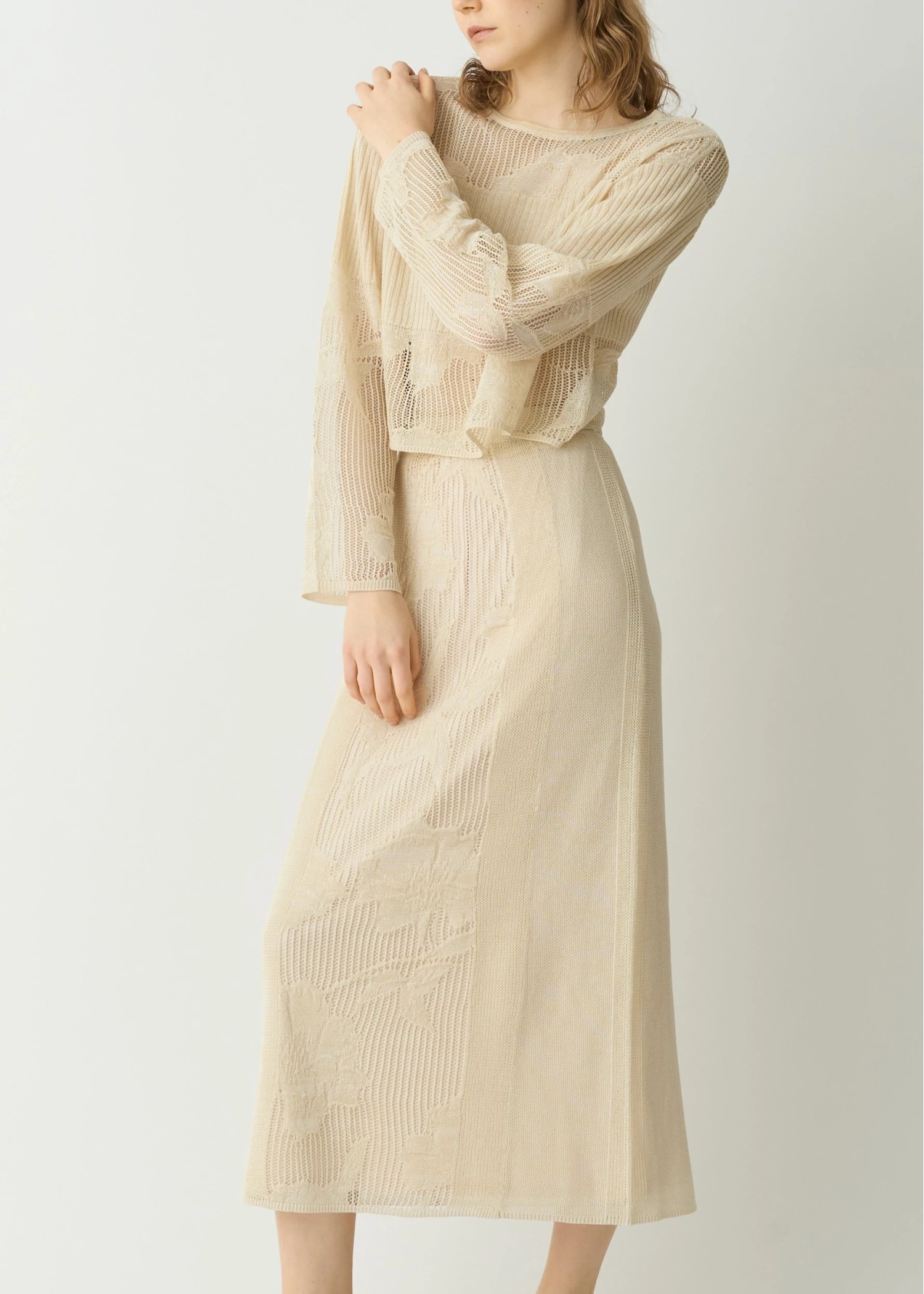 flower mesh flare knit SK