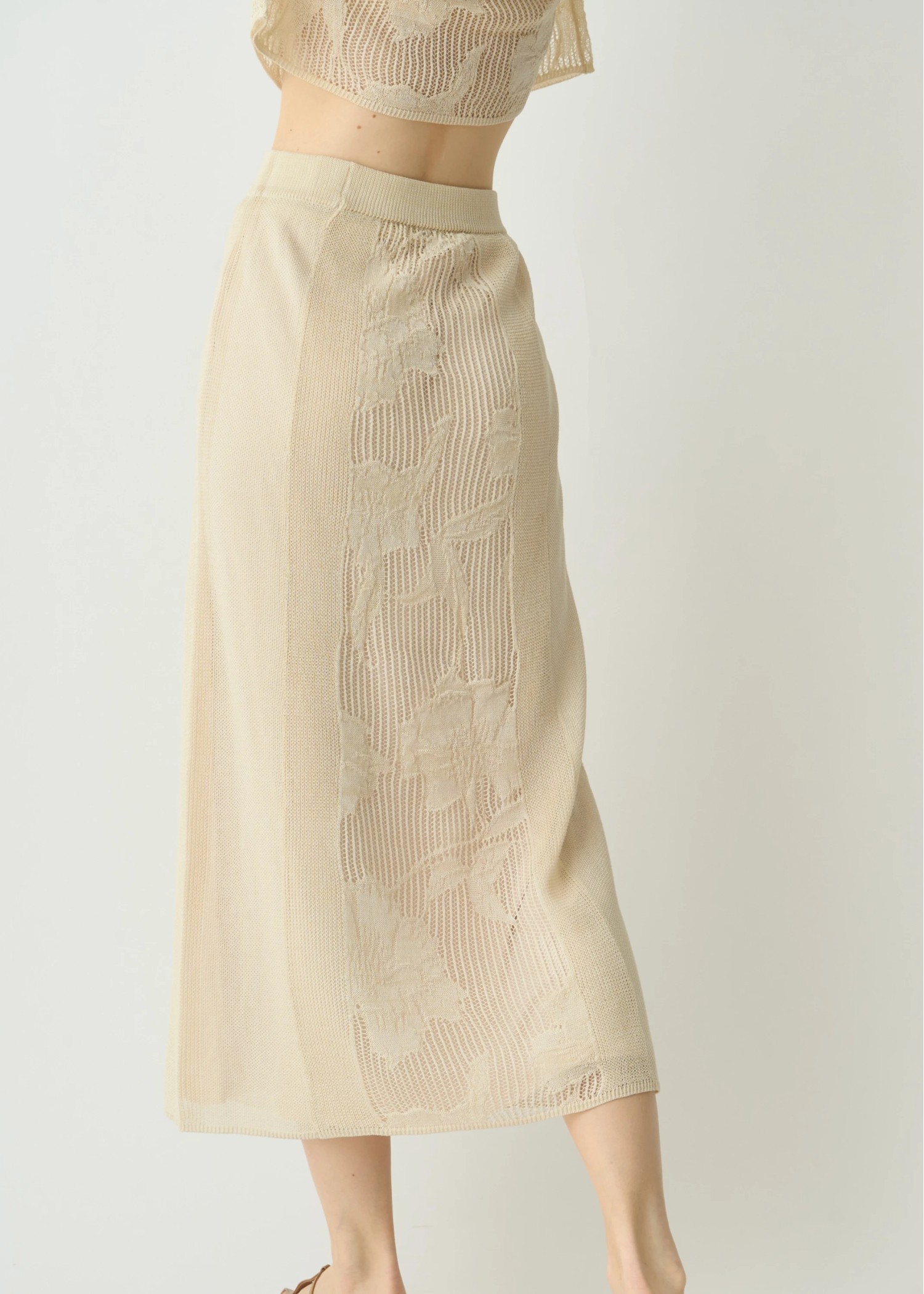 flower mesh flare knit SK