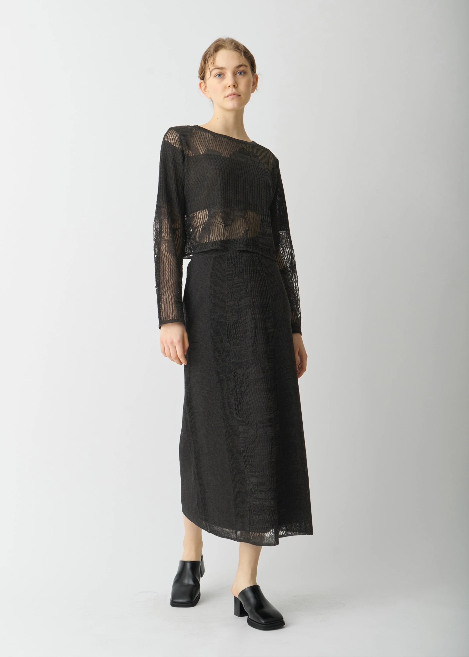 flower mesh flare knit SK