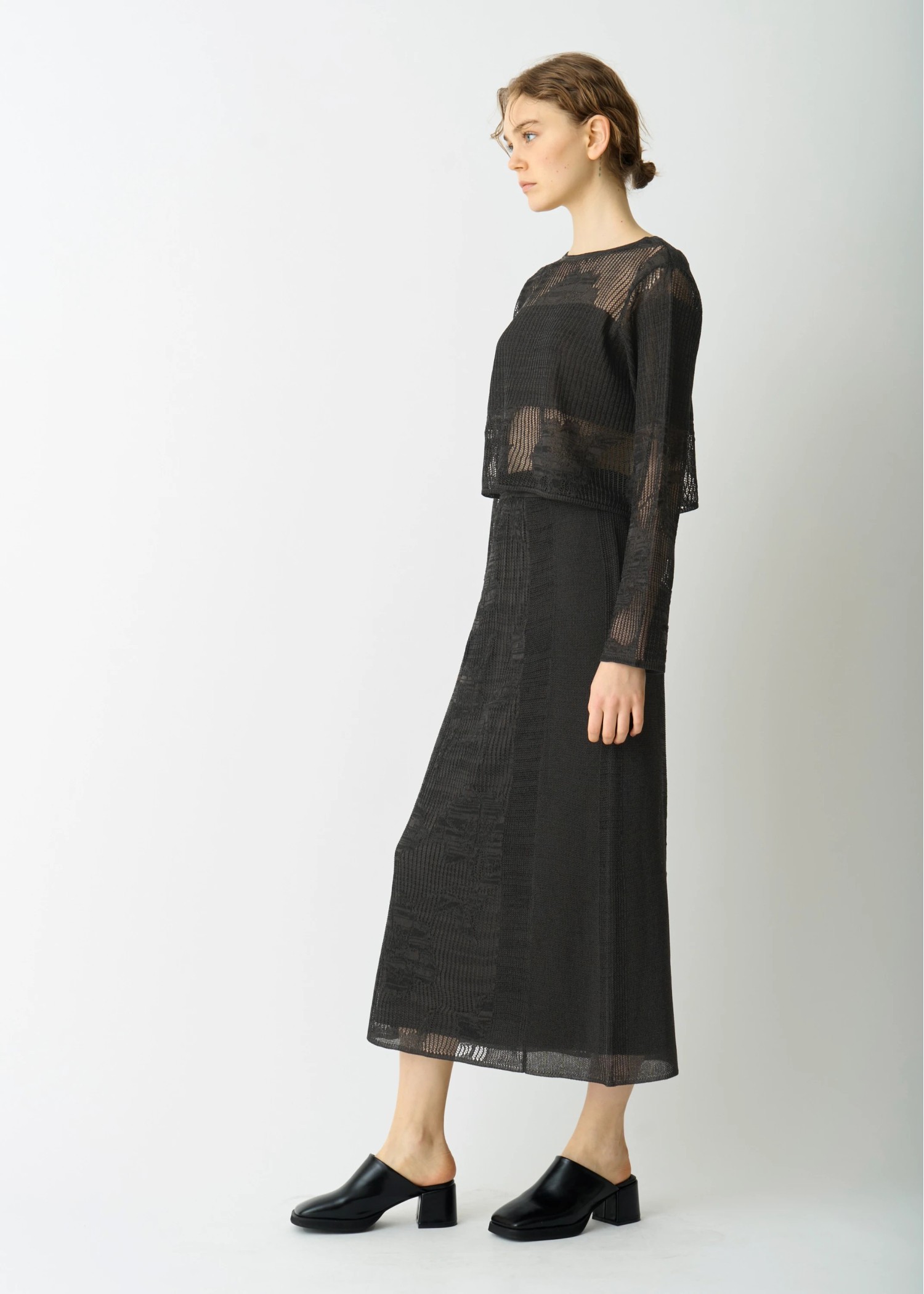 flower mesh flare knit SK