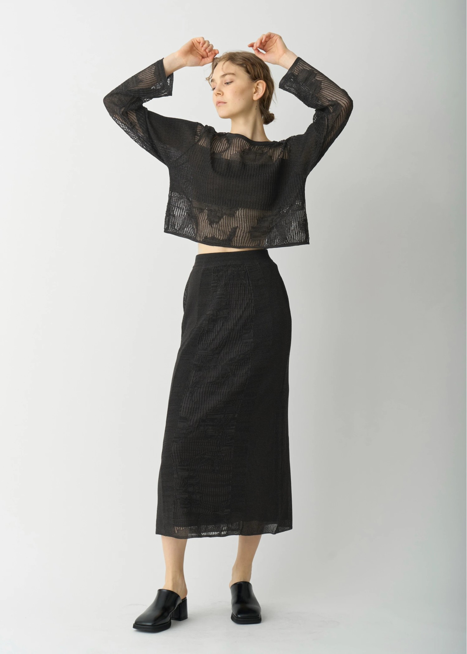 flower mesh flare knit SK