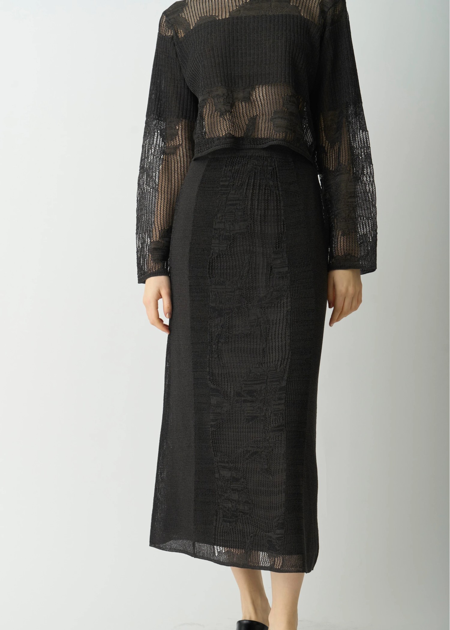 flower mesh flare knit SK