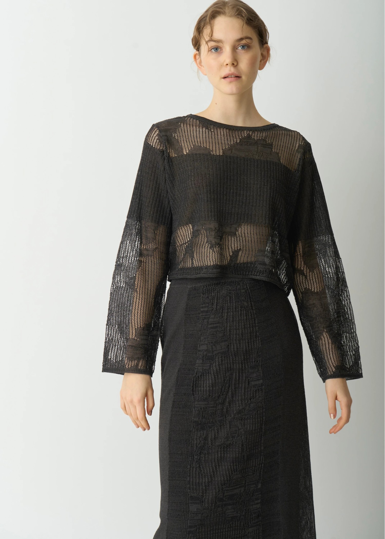 flower mesh flare knit SK