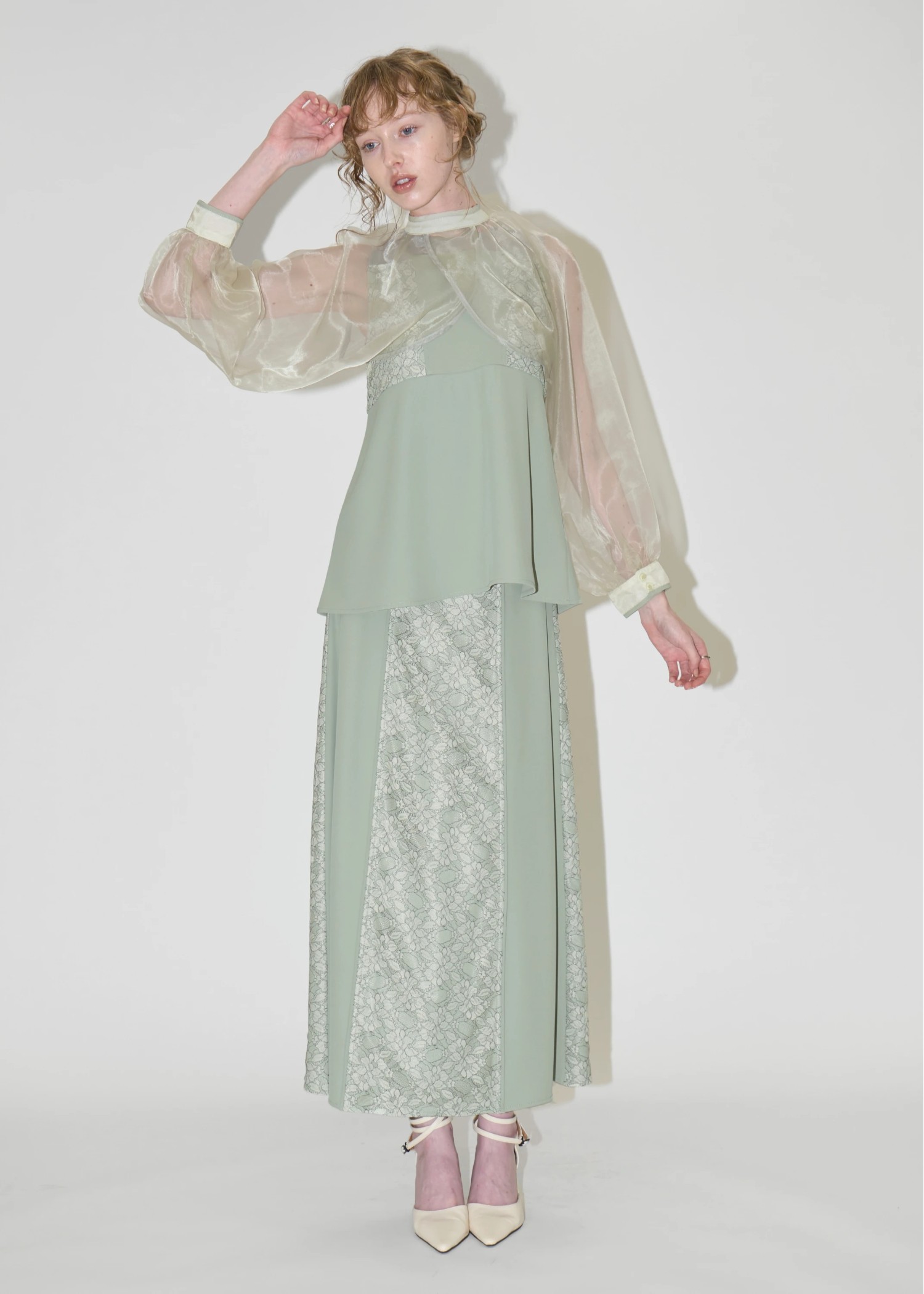 organdy bolero lace patchwork 3 piece SET UP