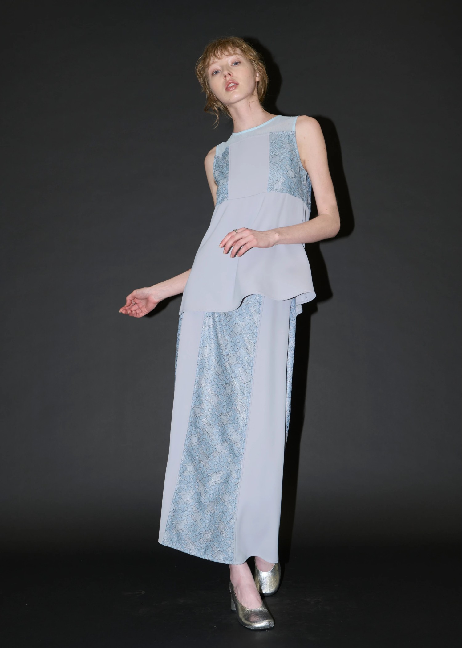 organdy bolero lace patchwork 3 piece SET UP