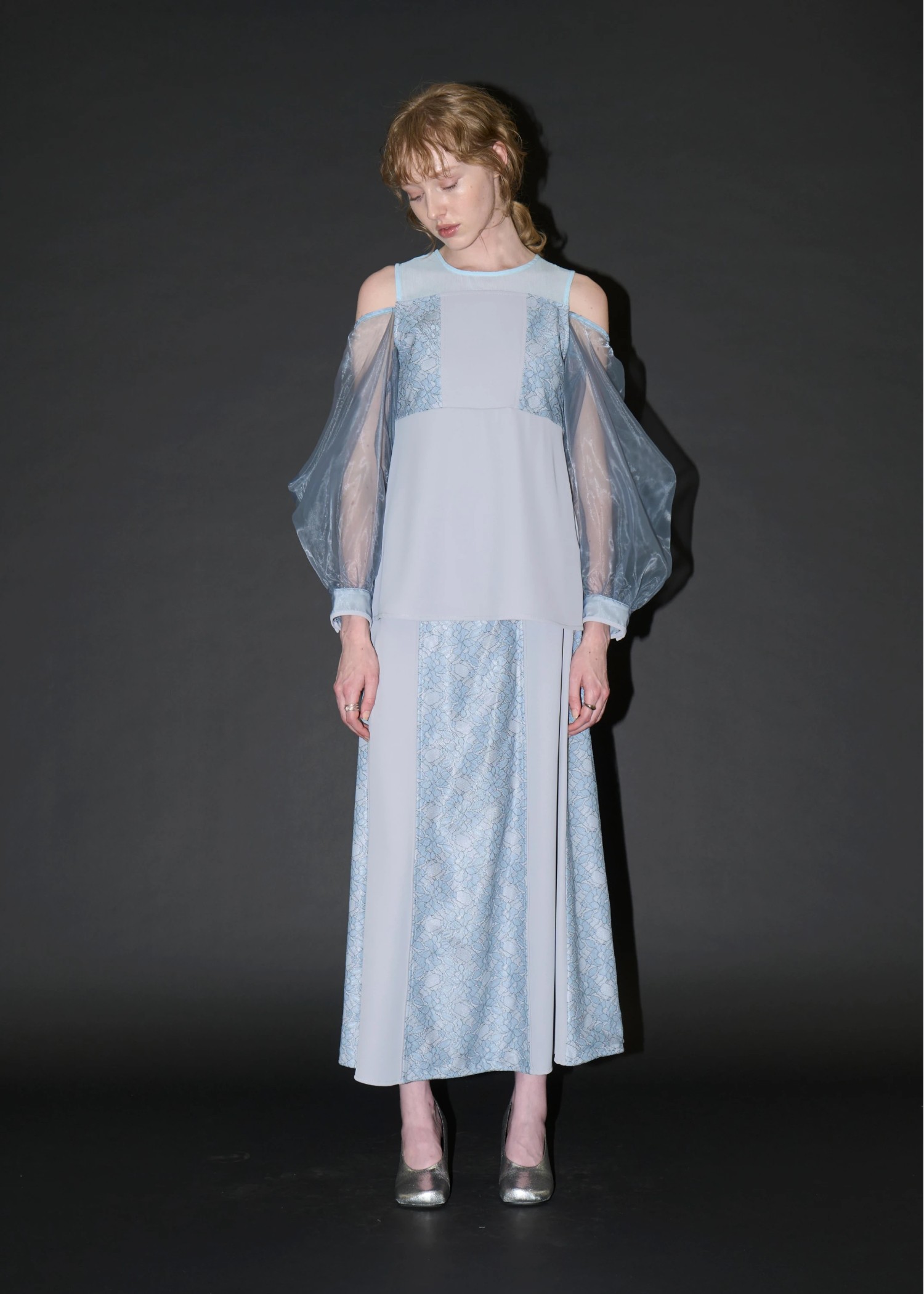 organdy bolero lace patchwork 3 piece SET UP