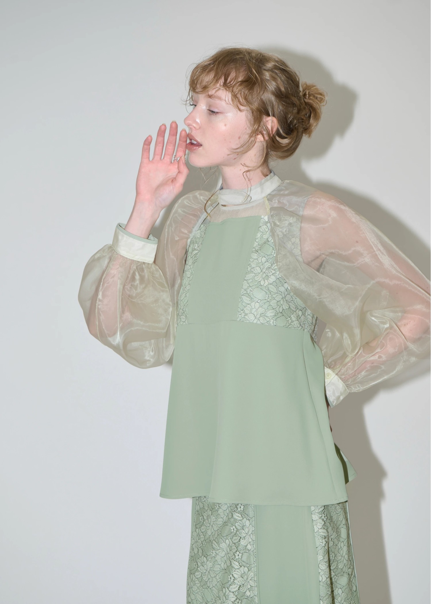 organdy bolero lace patchwork 3 piece SET UP