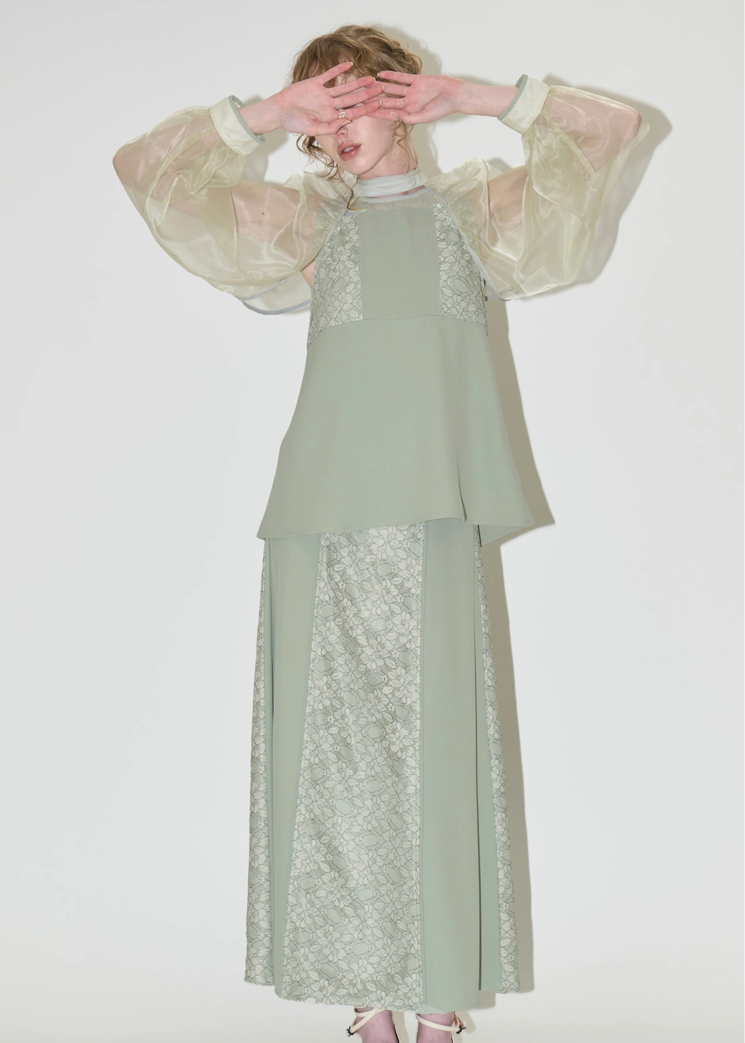 organdy bolero lace patchwork 3 piece SET UP