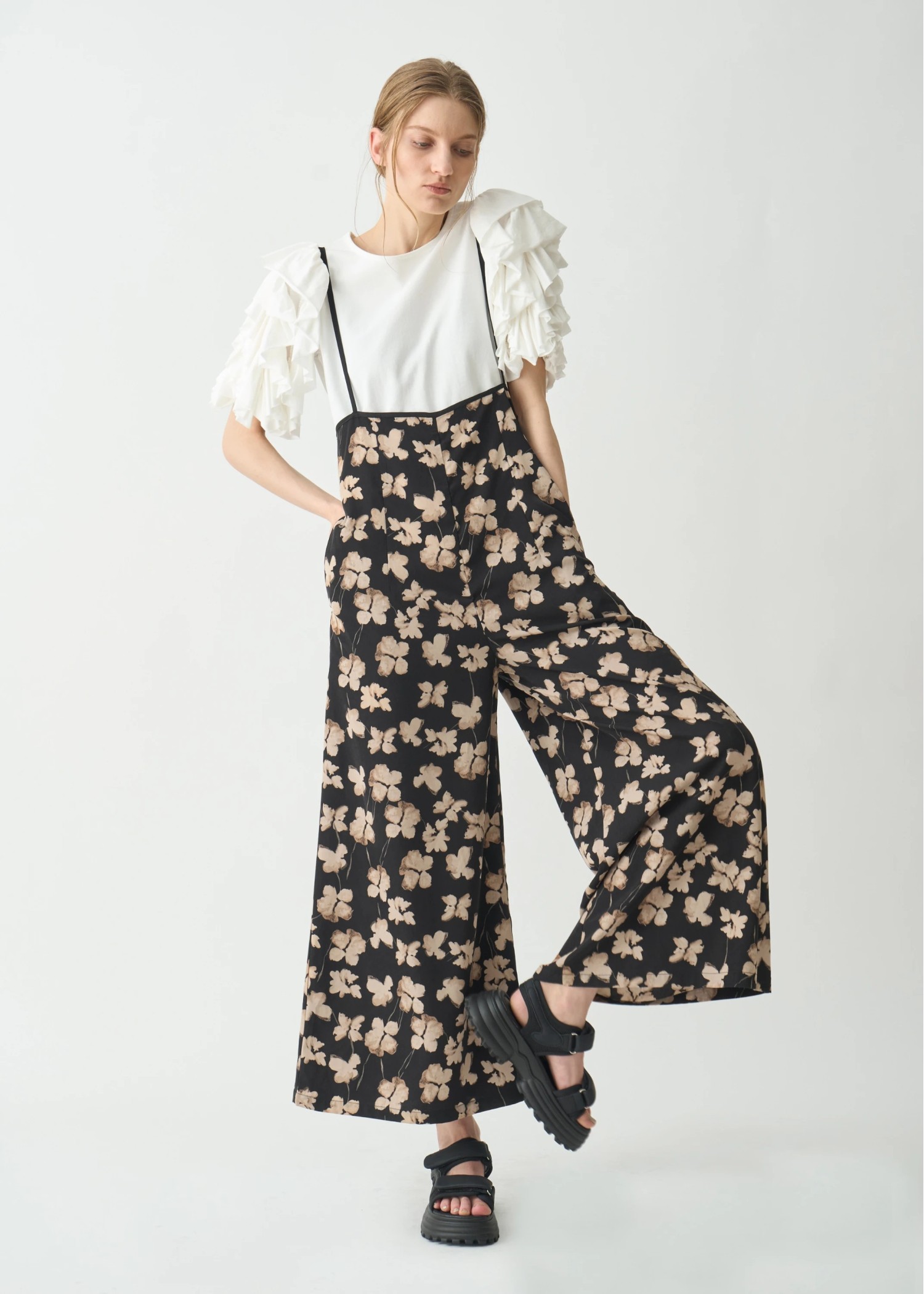 thin string flower overalls SET UP