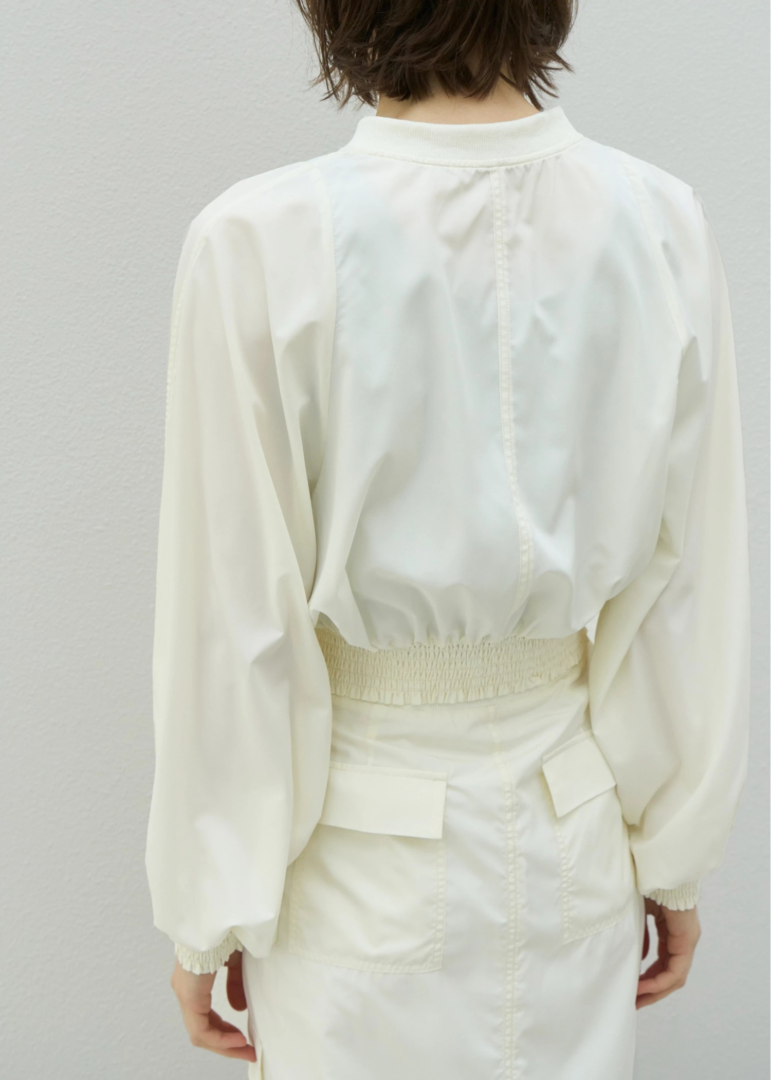 UV cut sheer lightly zip TOPS