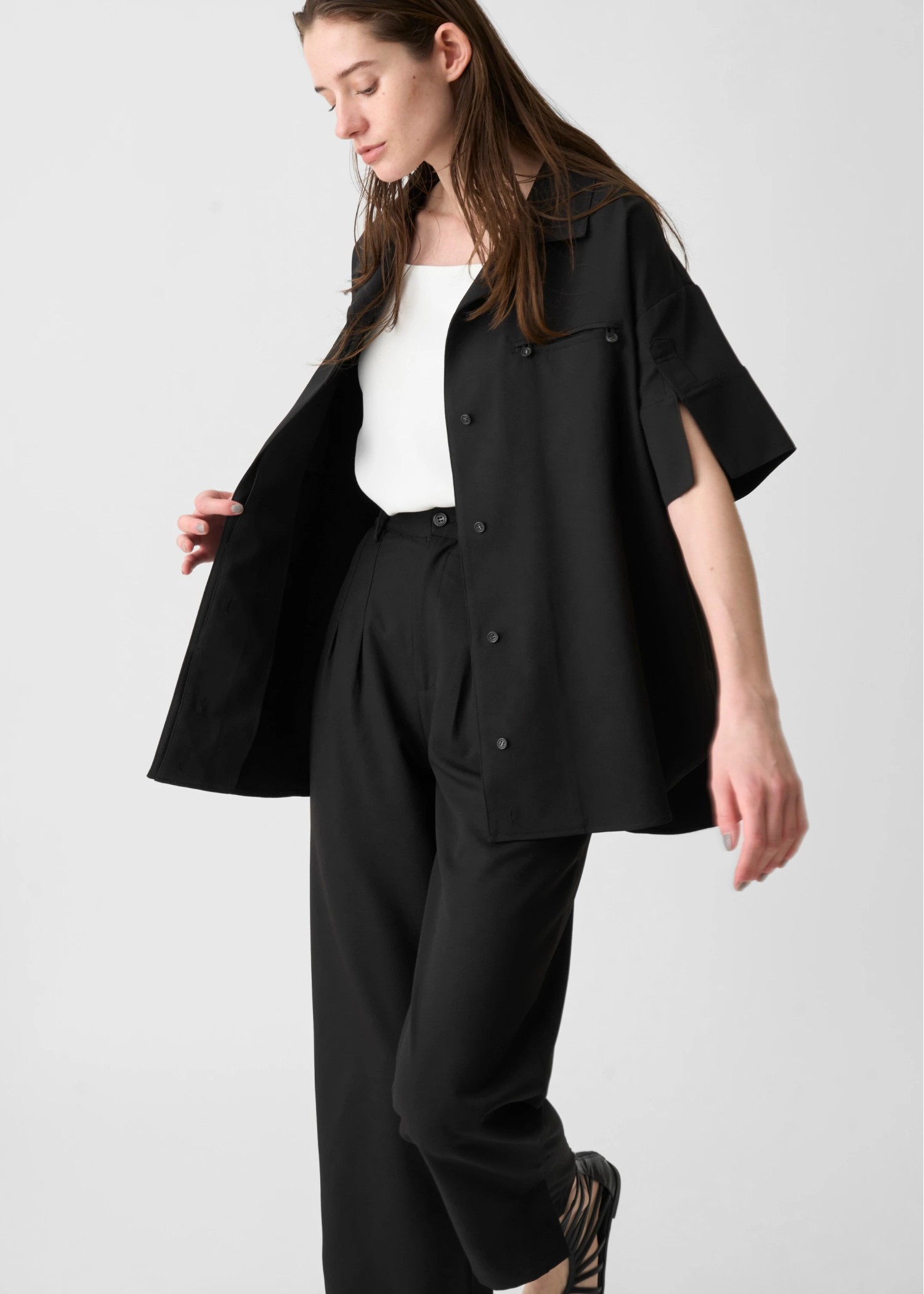 cool touch open collar button tuck up SH