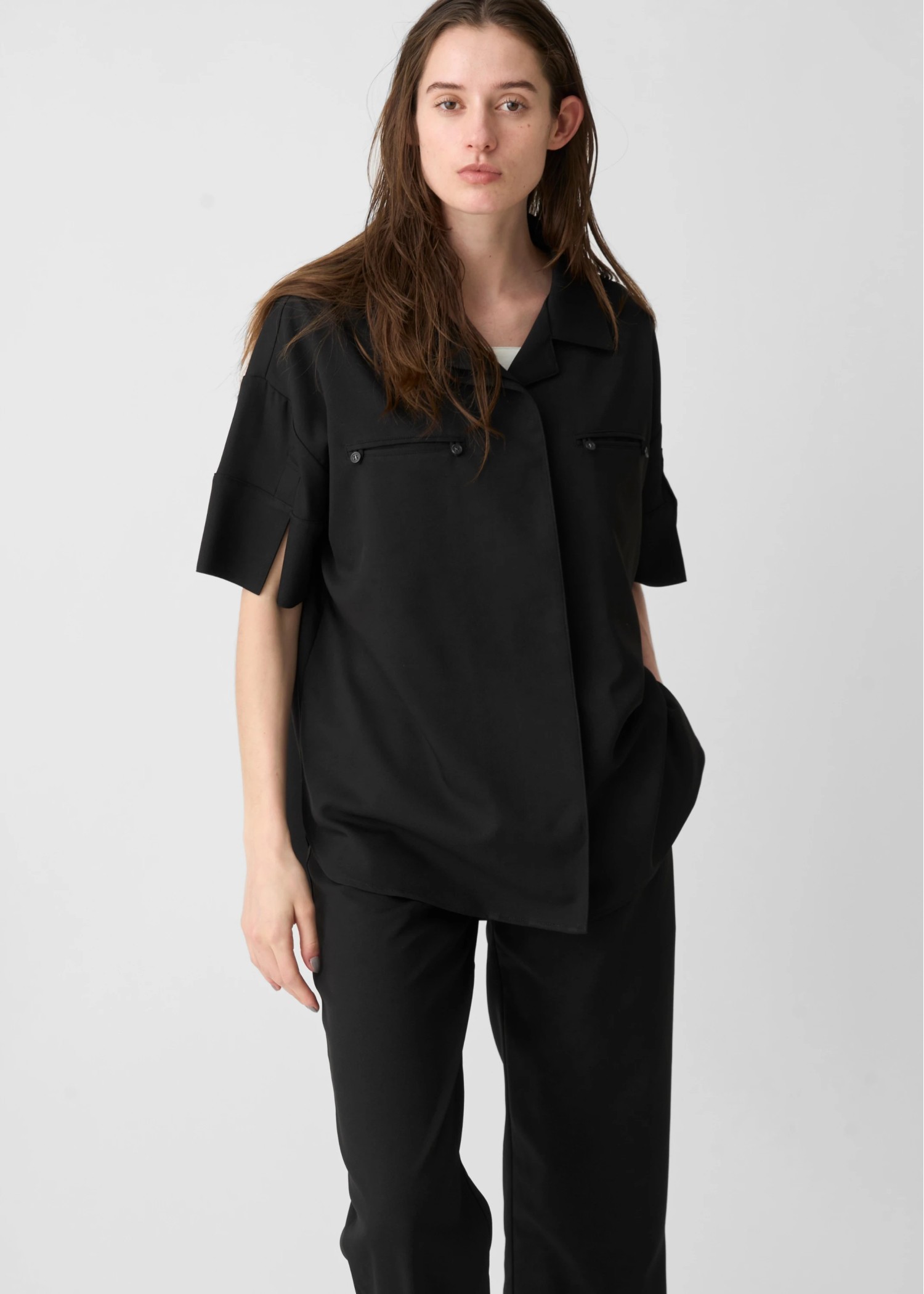 cool touch open collar button tuck up SH