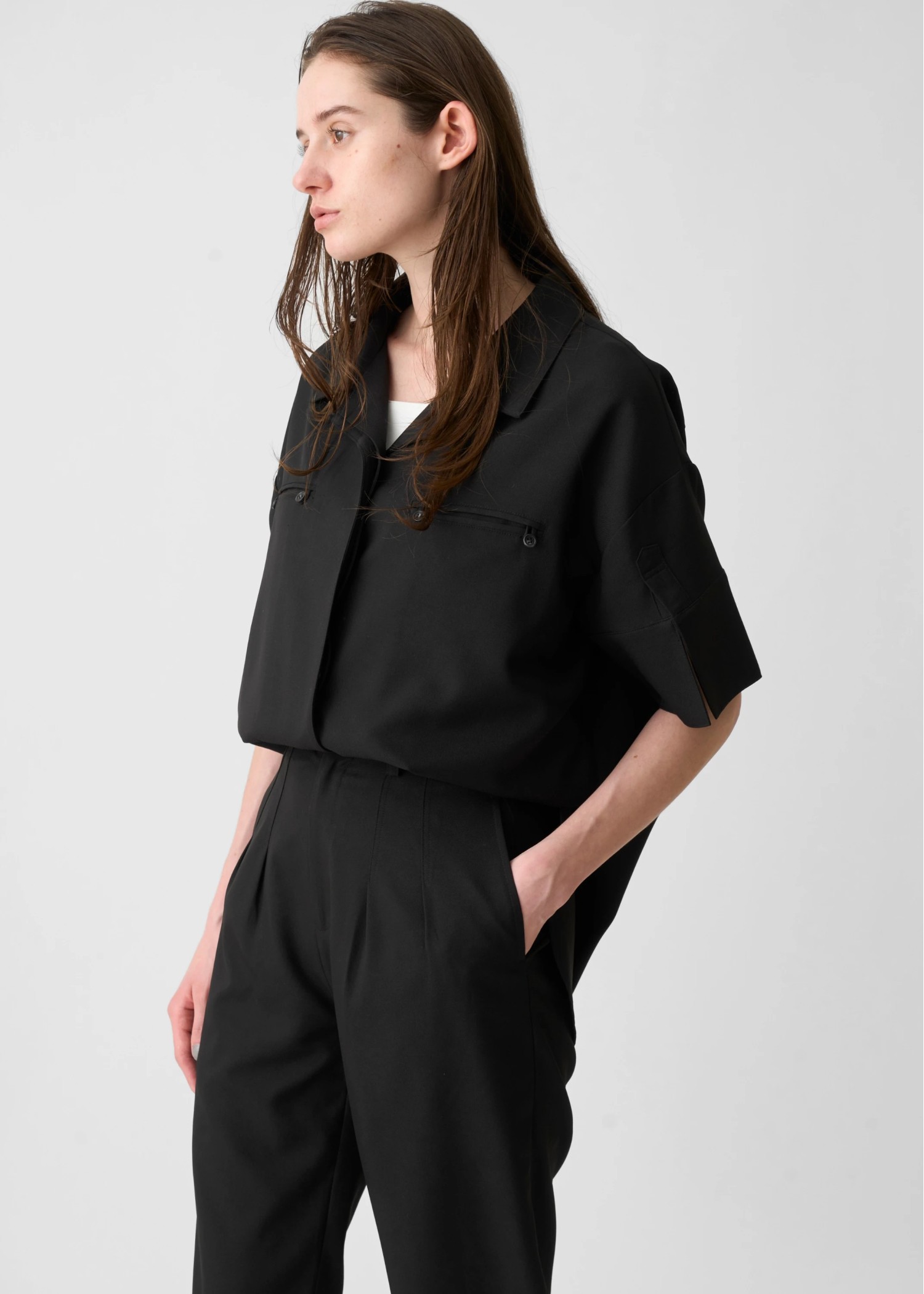 cool touch open collar button tuck up SH