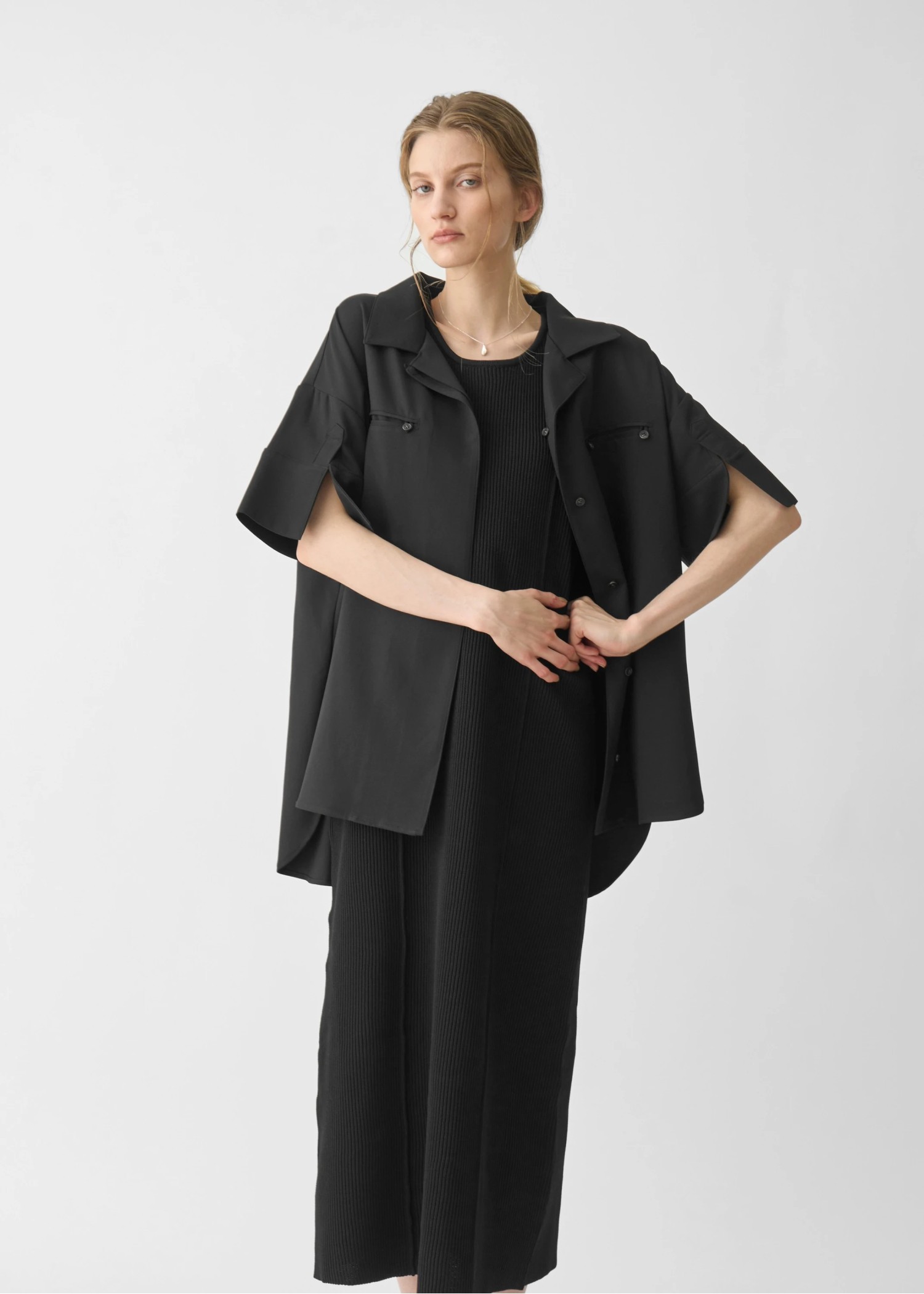 cool touch open collar button tuck up SH