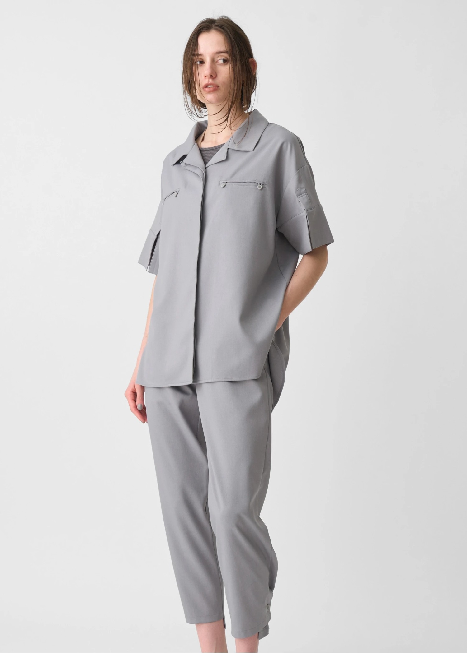 cool touch open collar button tuck up SH