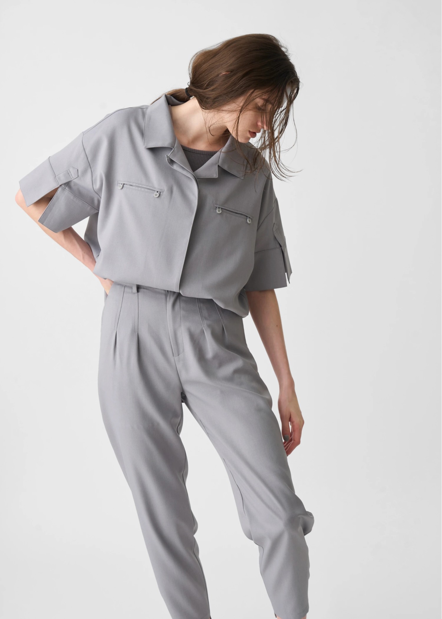 cool touch open collar button tuck up SH