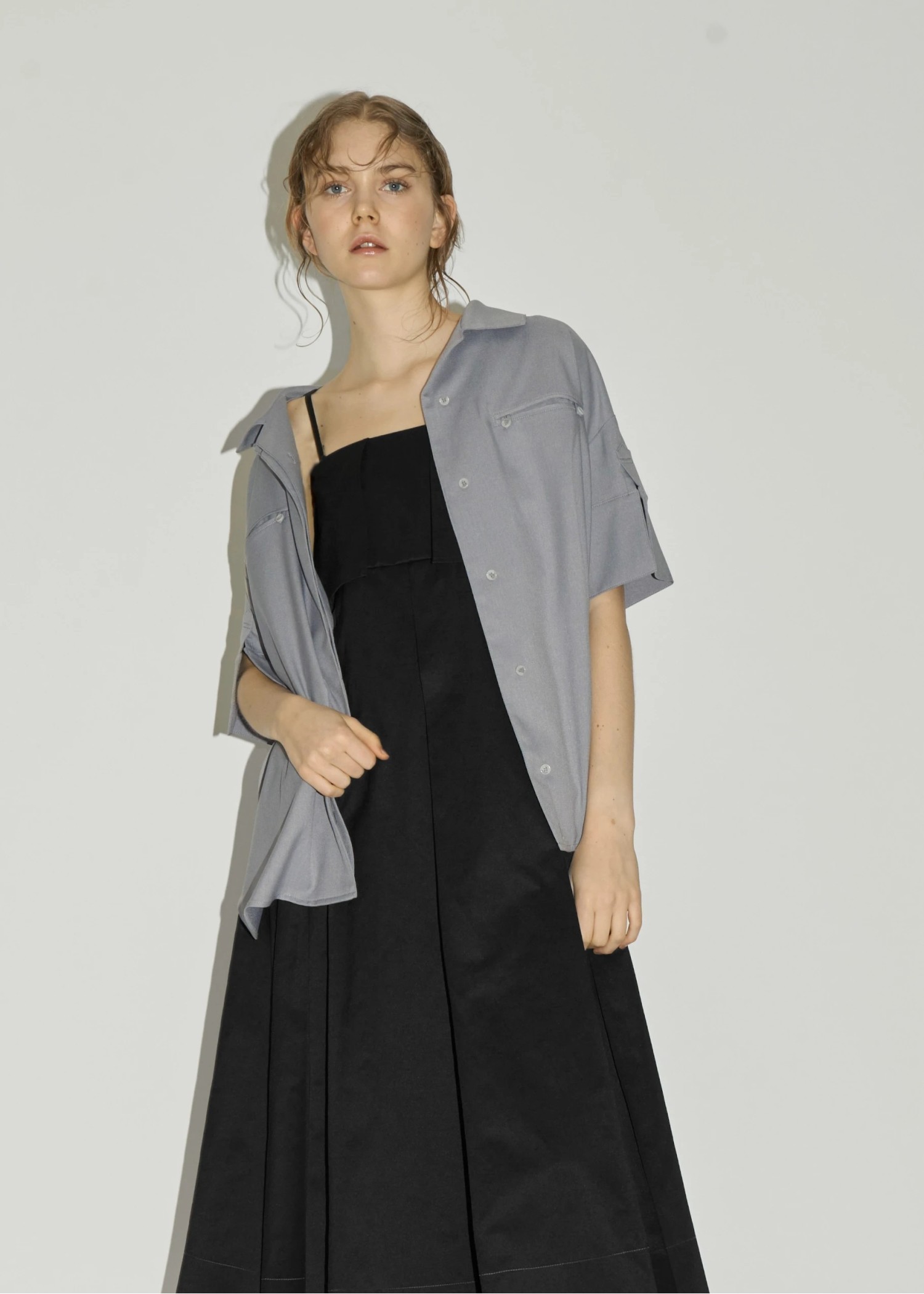 cool touch open collar button tuck up SH