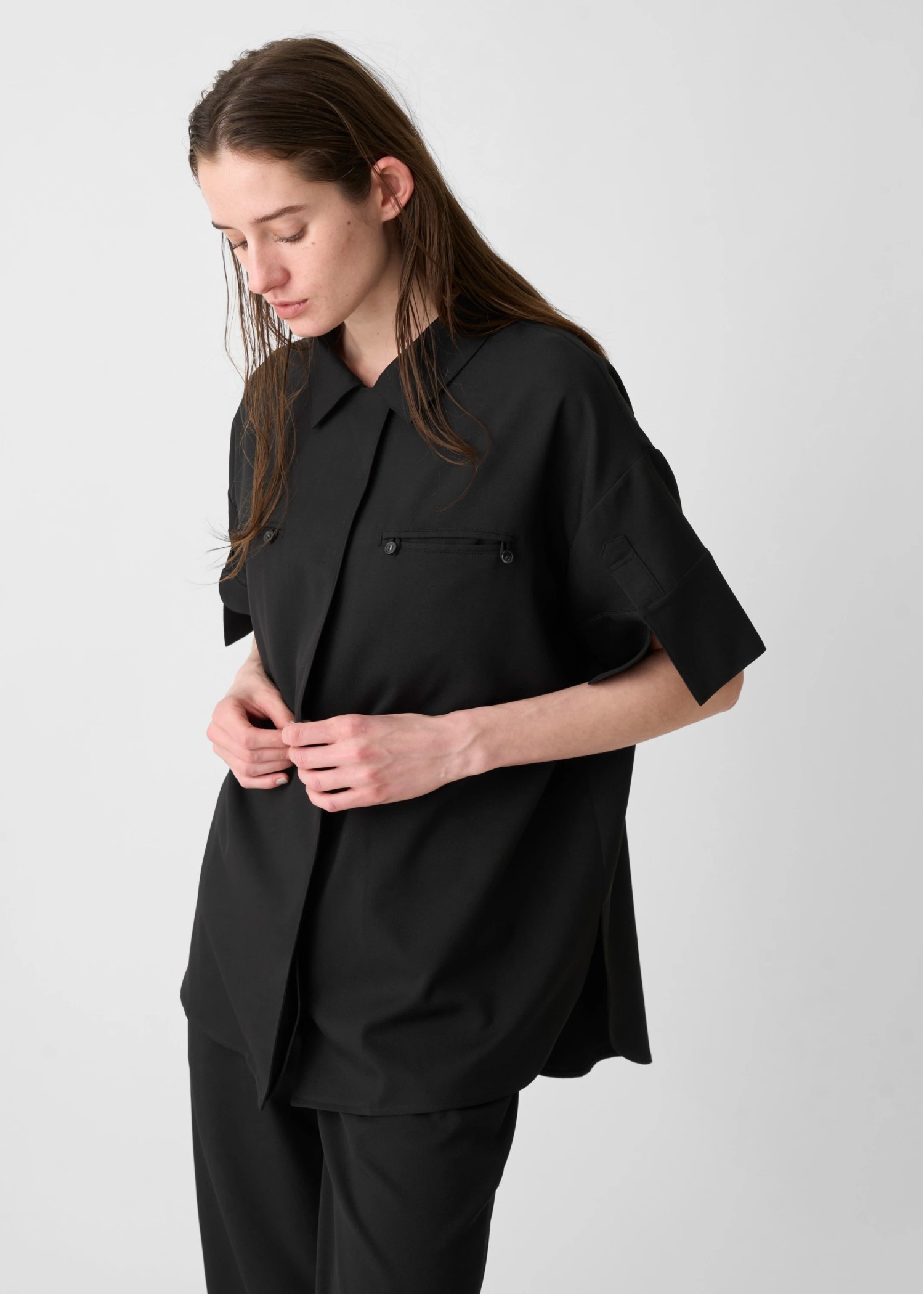 cool touch open collar button tuck up SH