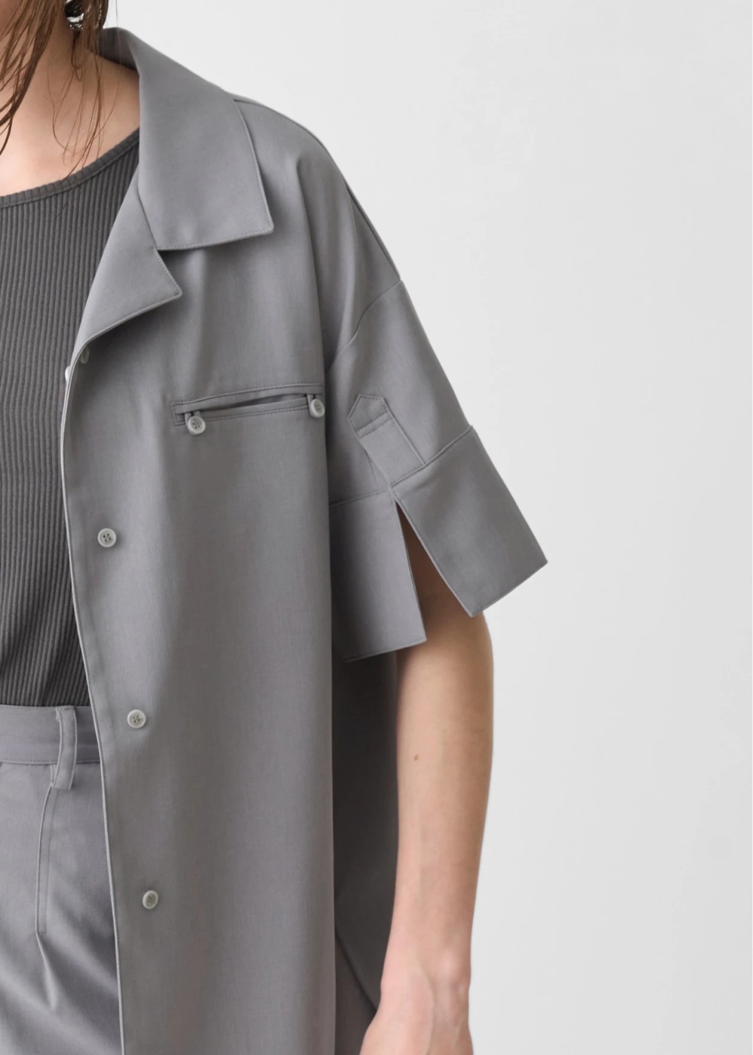 cool touch open collar button tuck up SH