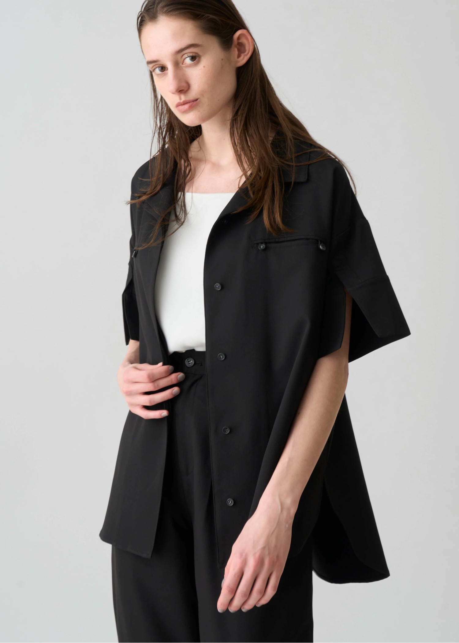 cool touch open collar button tuck up SH