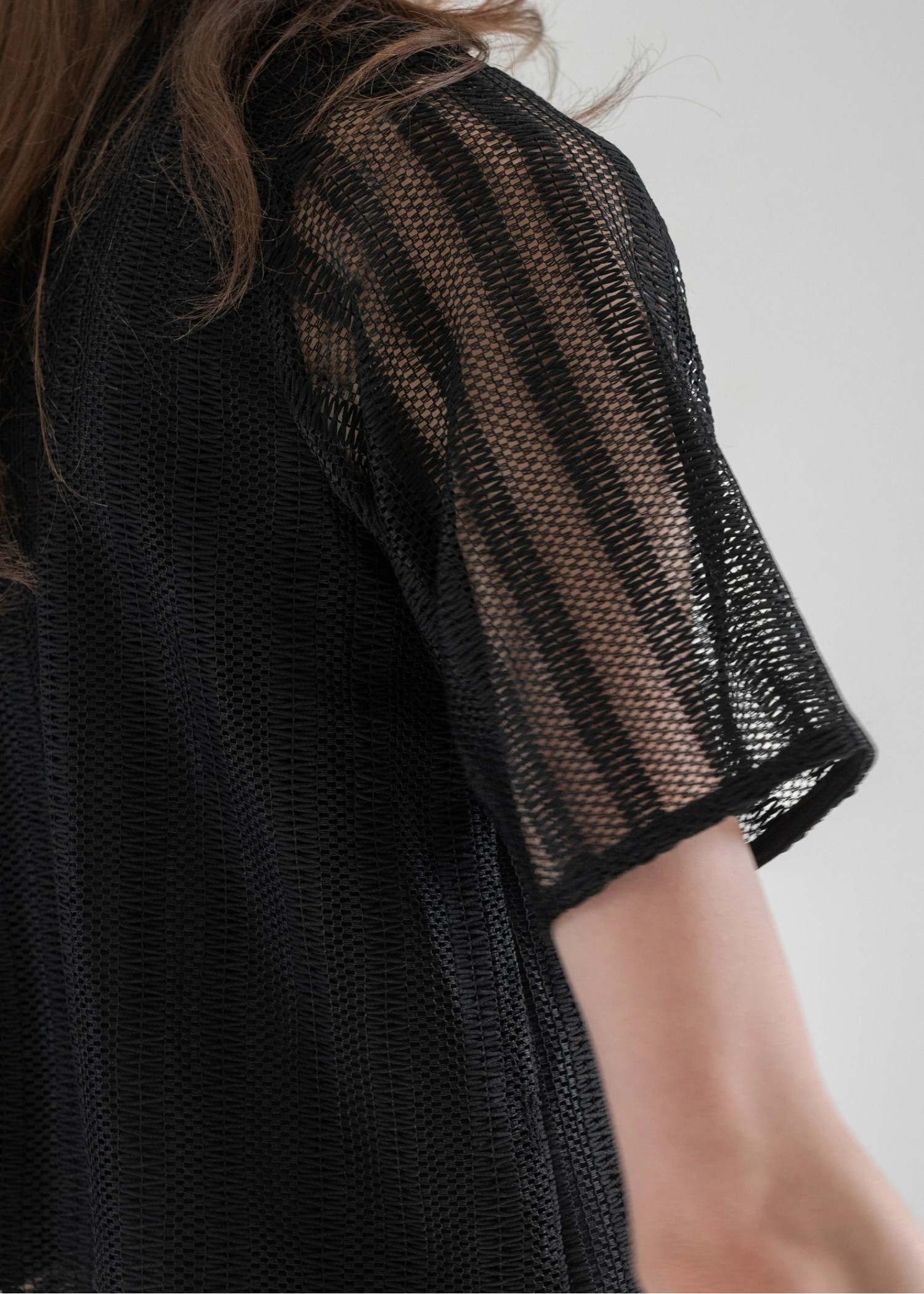 half sleeve multi stripe lace tops