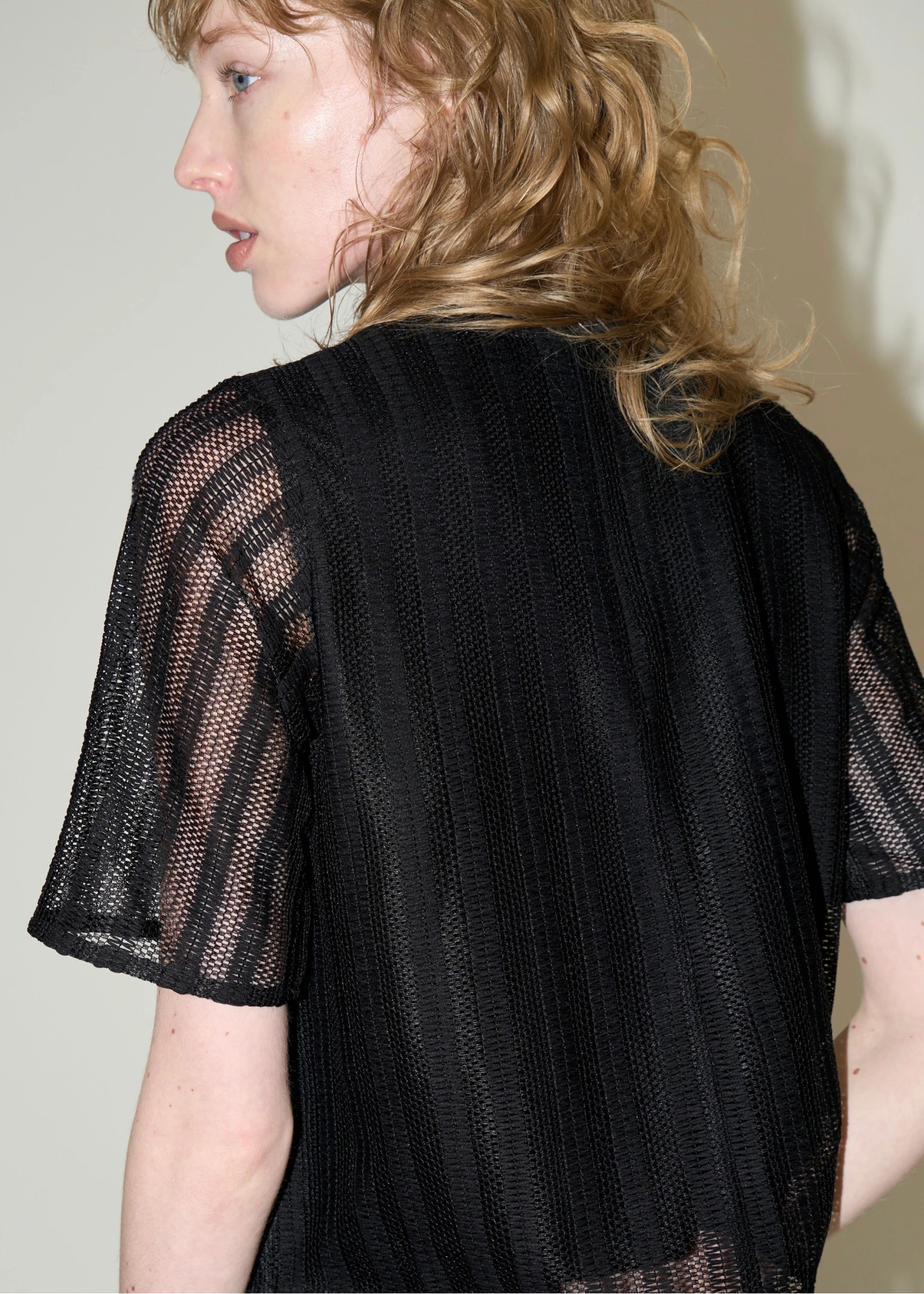 half sleeve multi stripe lace tops