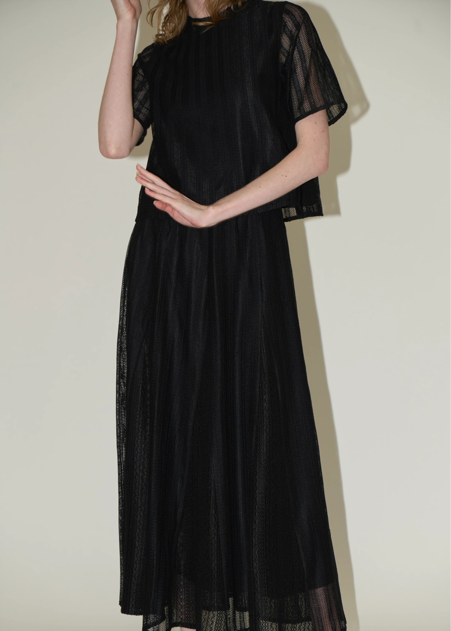 half sleeve multi stripe lace tops