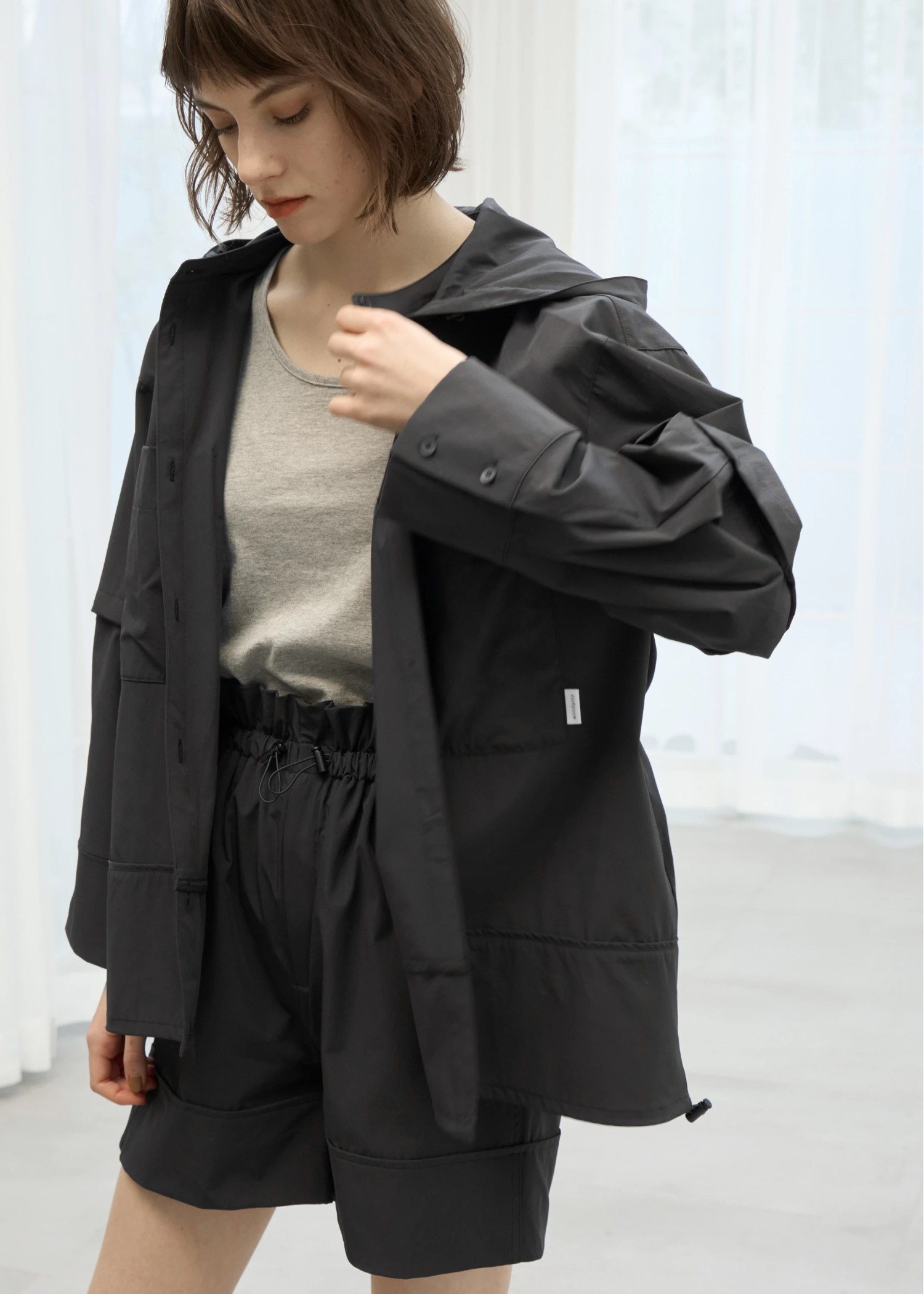 removable sleeve hoody drawstring SH