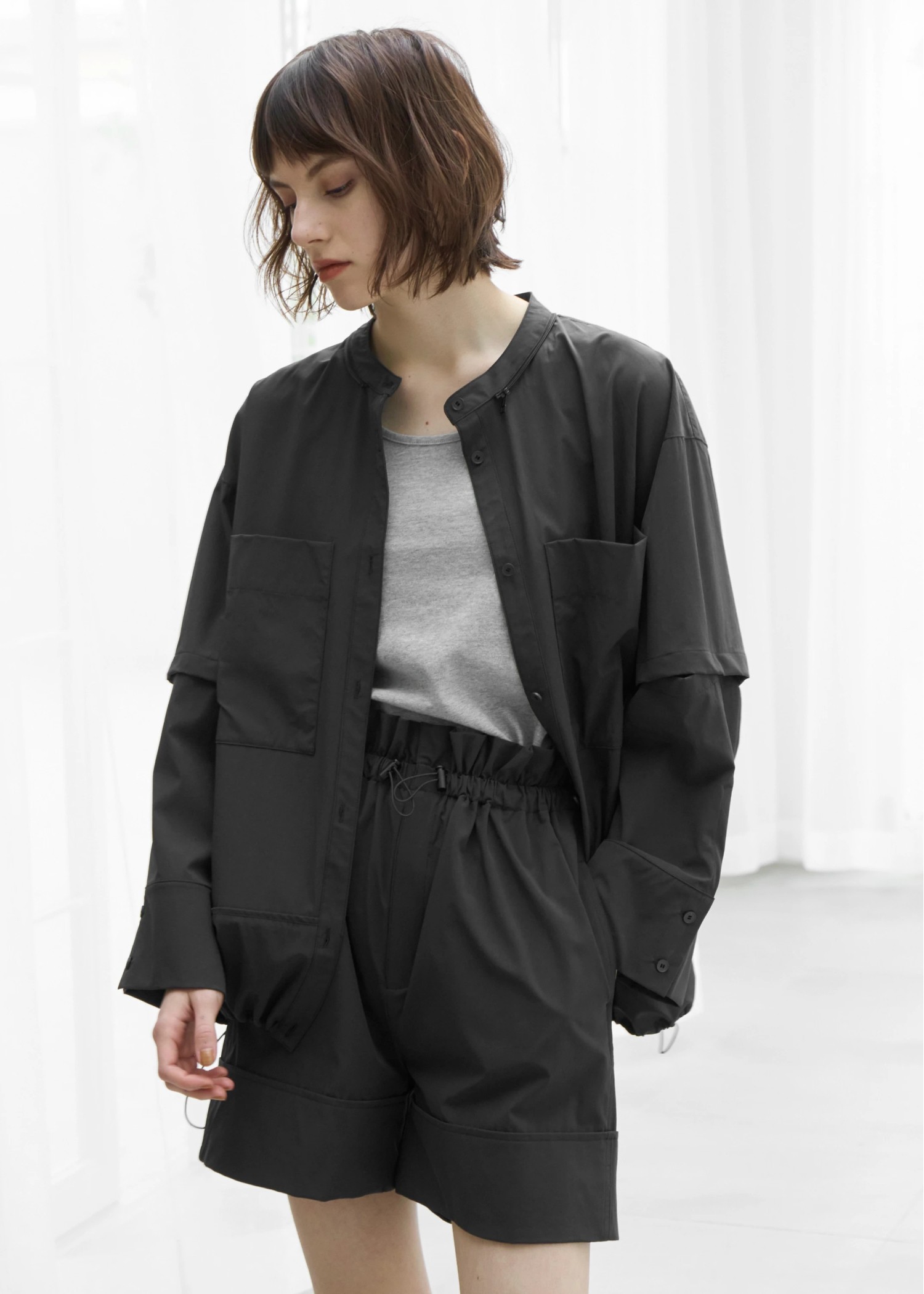 removable sleeve hoody drawstring SH