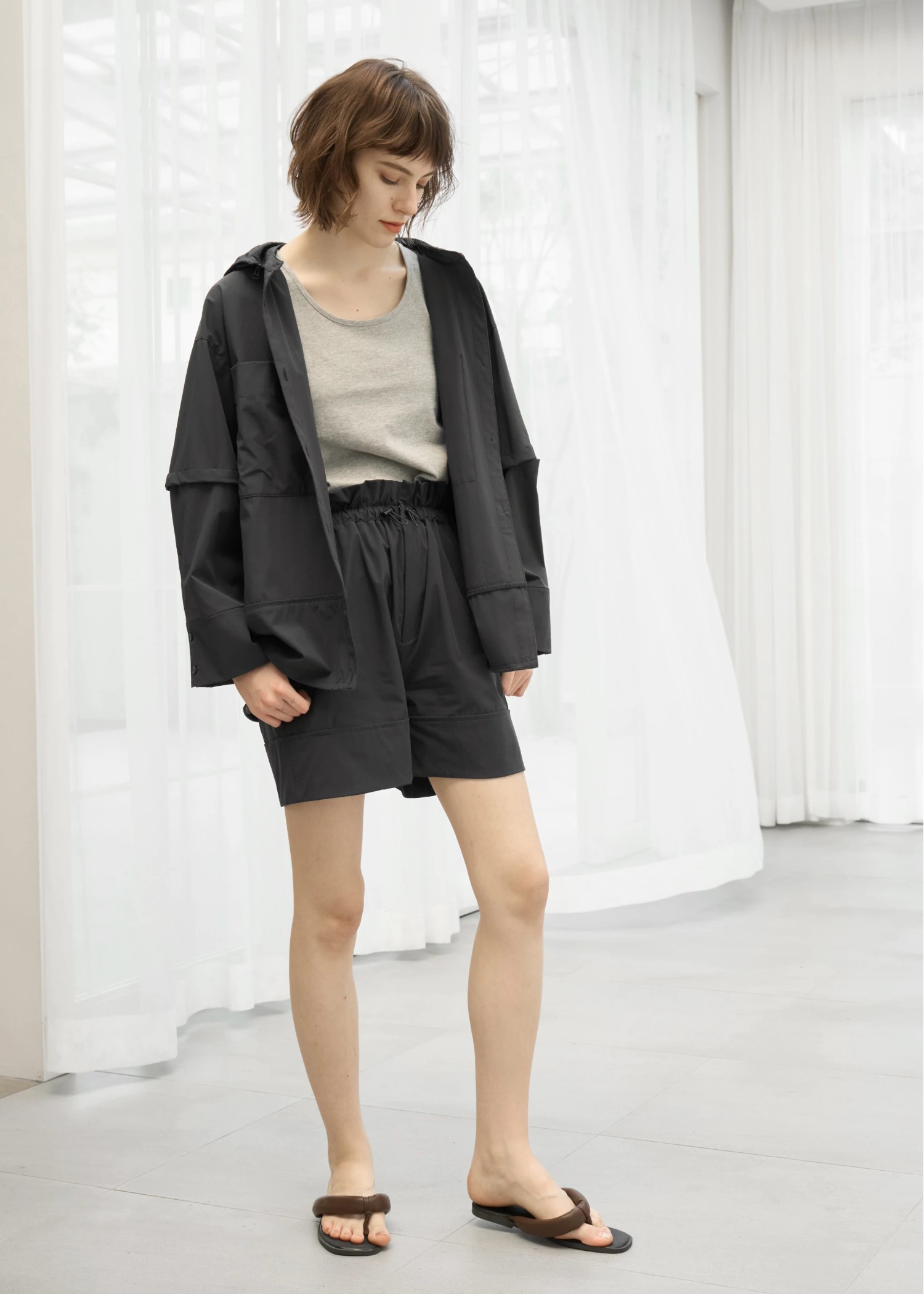 removable sleeve hoody drawstring SH