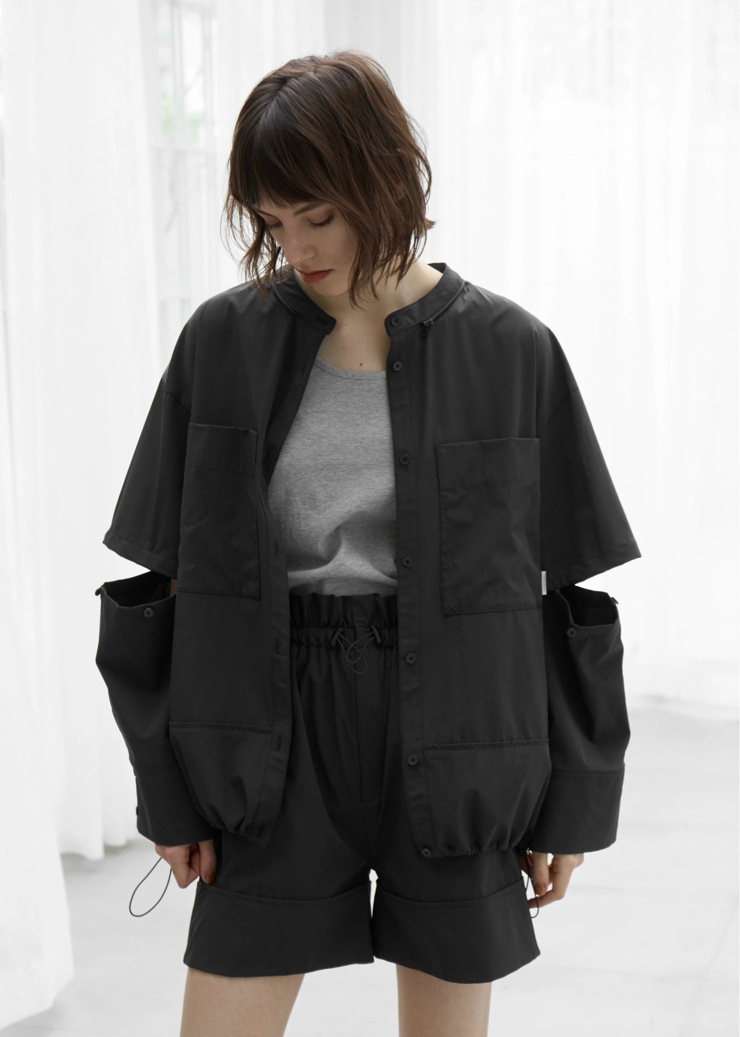 removable sleeve hoody drawstring SH