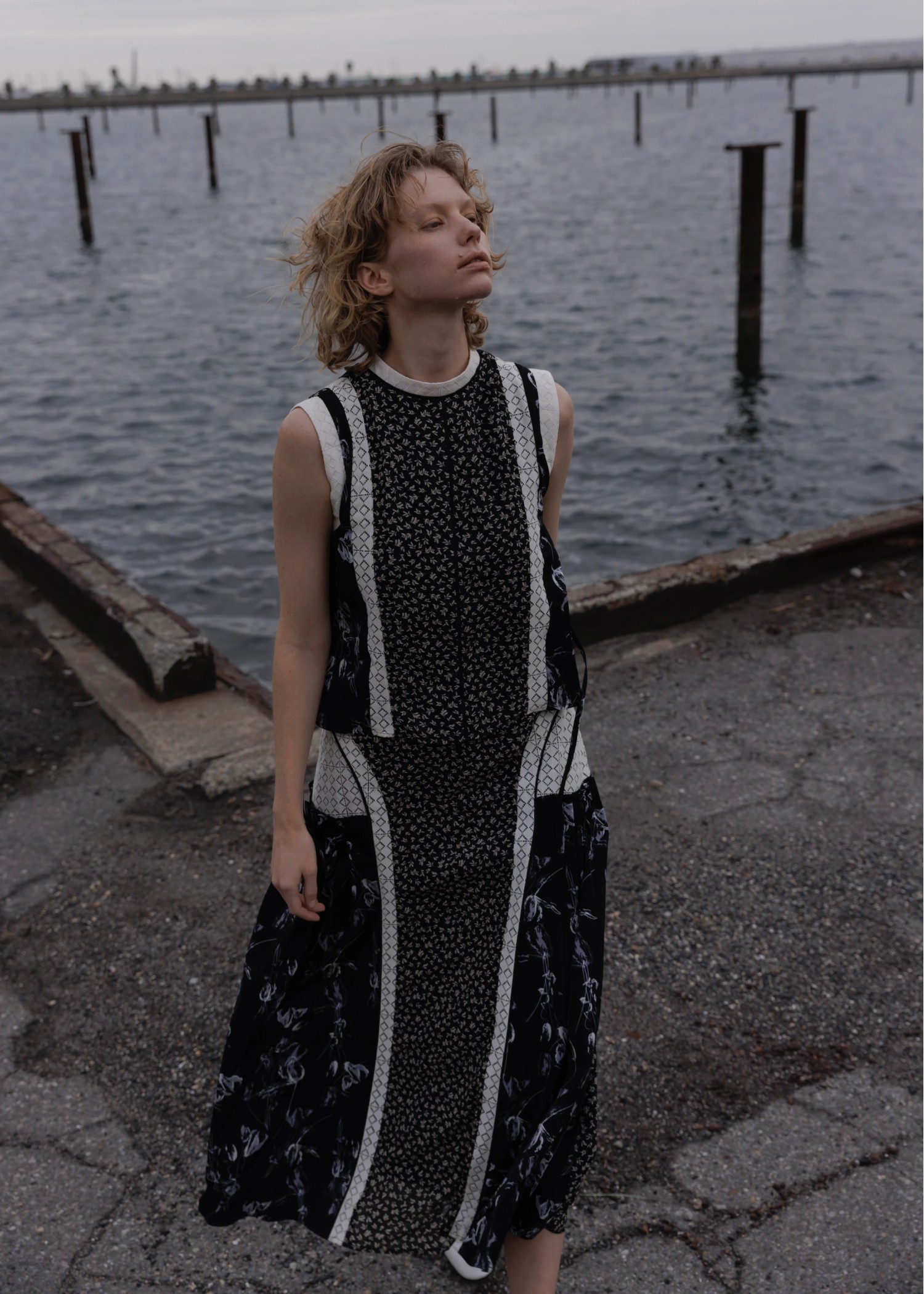 patchwork lace no sleeve BL