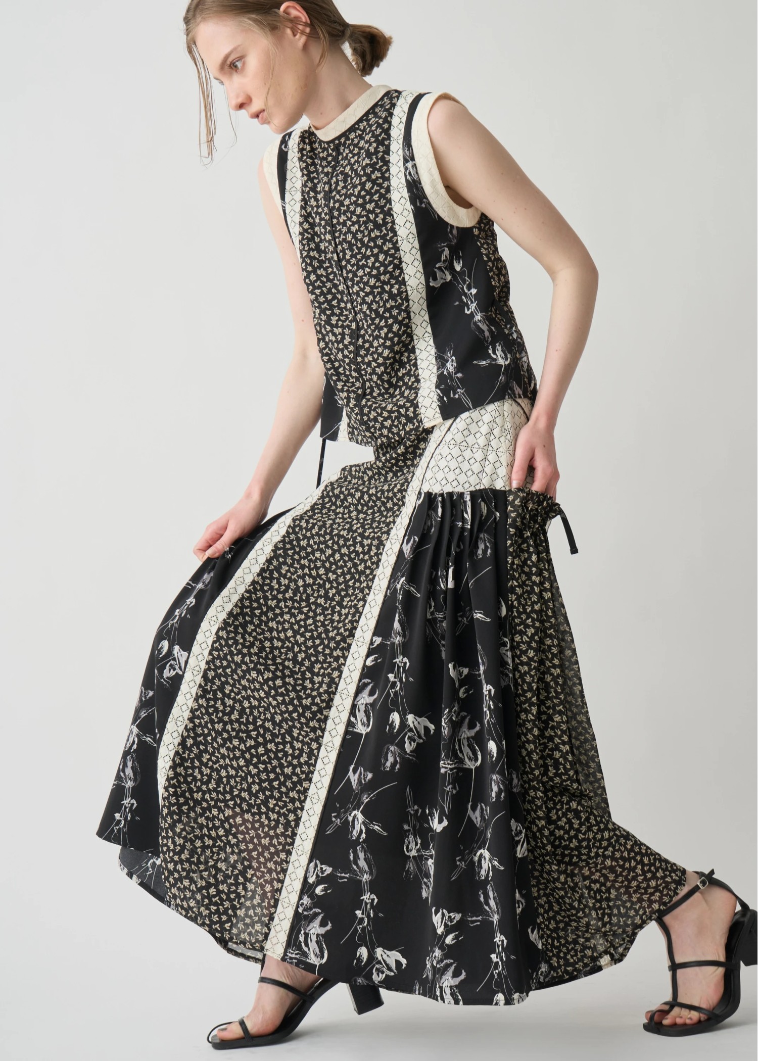 patchwork lace no sleeve BL