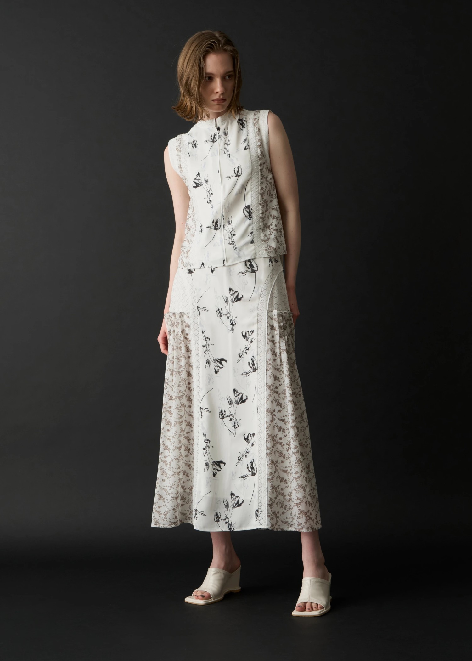 patchwork lace no sleeve BL