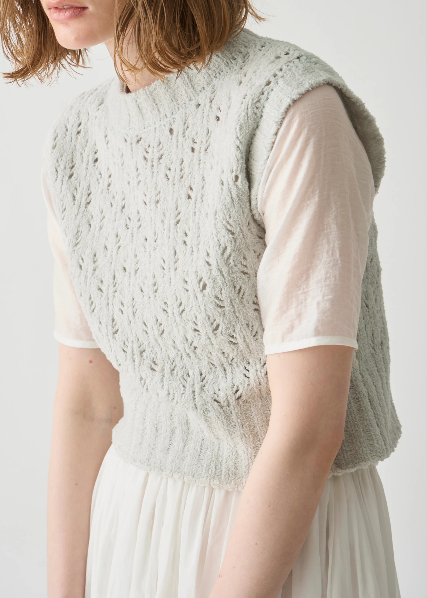 half sleeve boat neck sheer tops